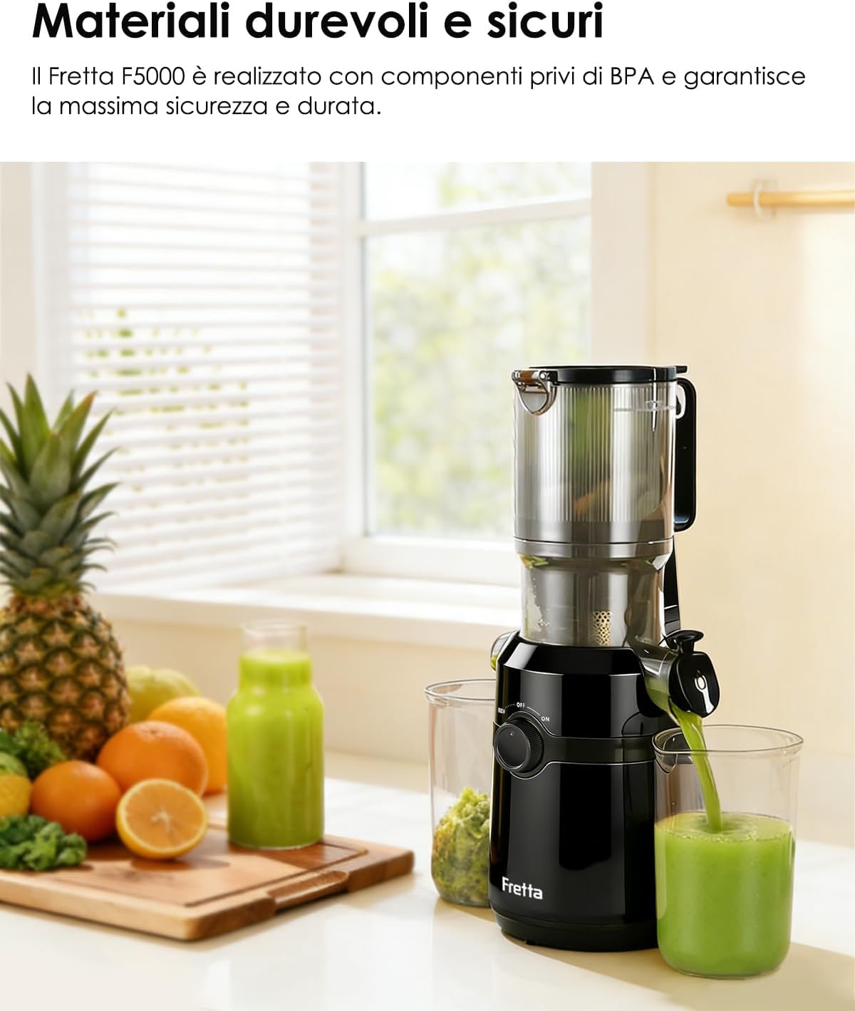 Thumbnail 2 de Fretta Estrattore di Succo da Frutta e Verdura 200W, apertura 108 mm, capacità 1 L – con funzione inversa e spegnimento automatico