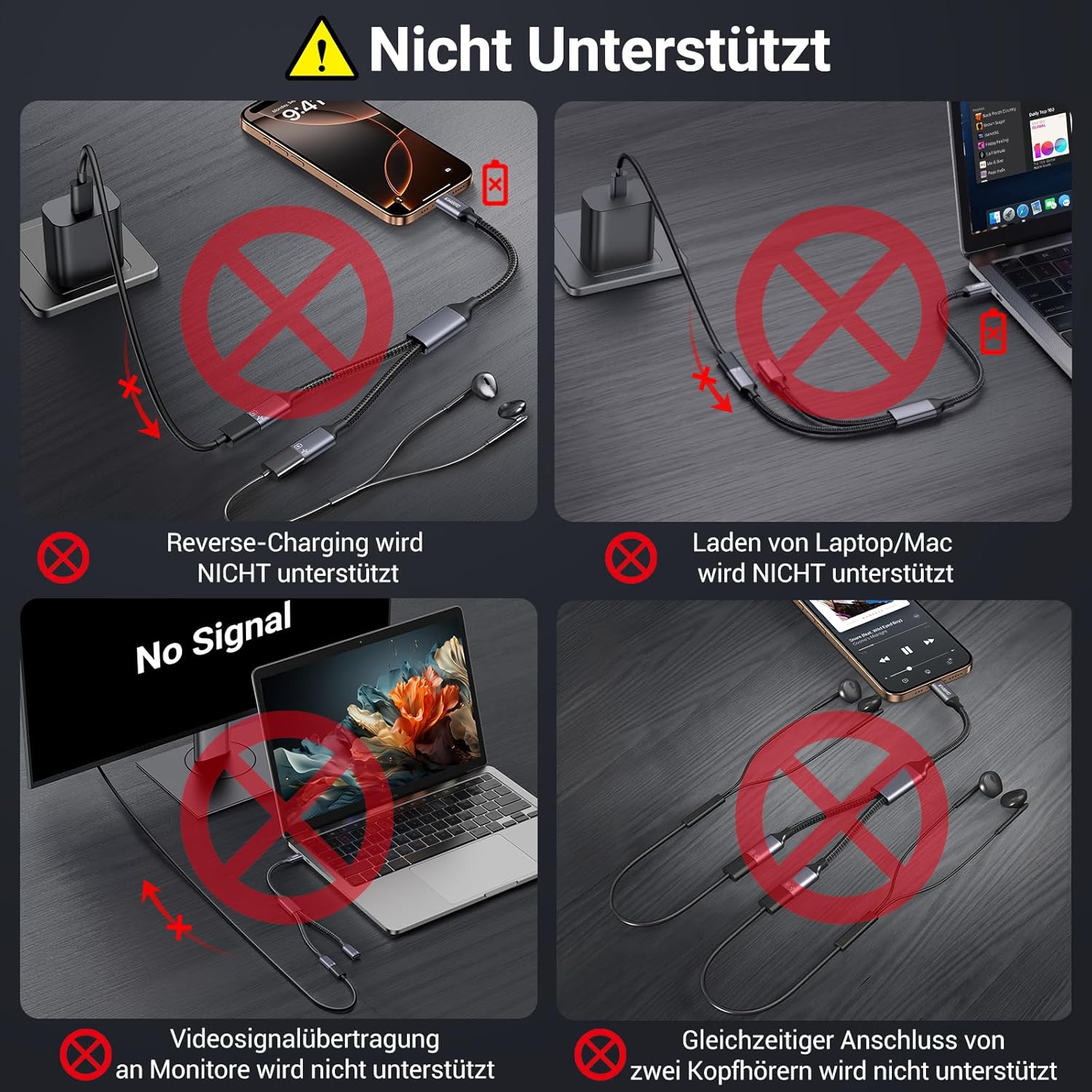 Thumbnail 1 de KiWiBiRD USB-C Y-Kabel Doppelstecker 1 auf 2 – USB-C Splitter für Laden und Daten (bis zu 30 MB/s, 1,5 A)