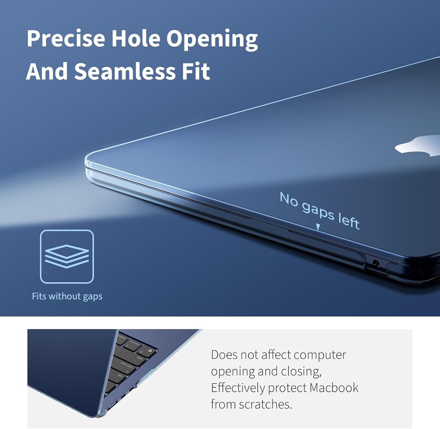 Detalle de EooCoo Cover in plastica rigida trasparente compatibile con MacBook Air 13,6" 2022-2026 (A2681/A3113/A3240/A3449)
