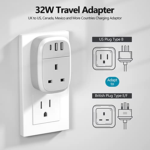 Thumbnail 3 de Cyzbim UK to US Plug Adaptor with 20W USB-C – 4 in 1 USBC Travel Charger