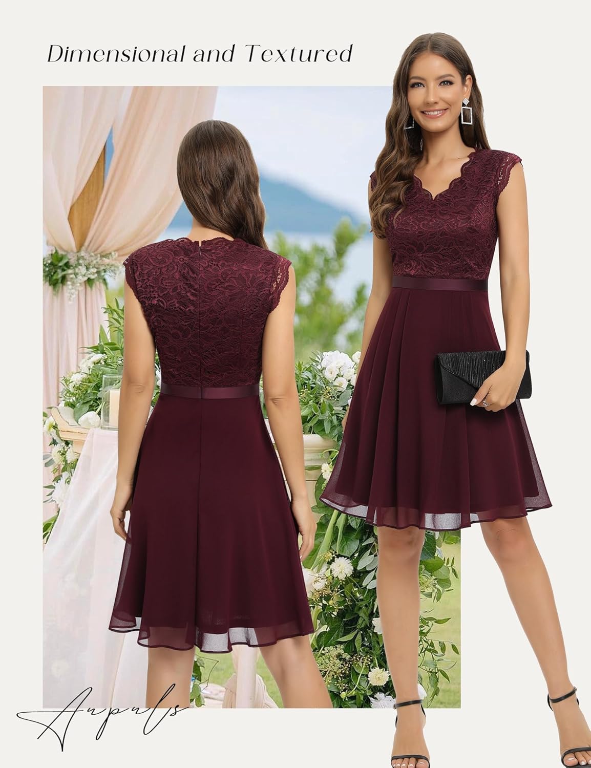 Thumbnail 1 de Robe de demoiselle d'honneur en dentelle courte
