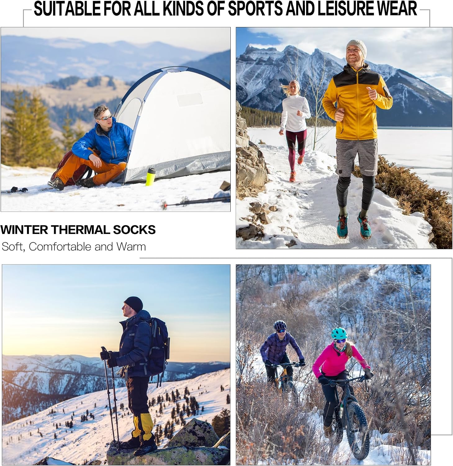 Detalle 1 de CLOSEMATE Thermal Winter Crew Socks, 5-Pair Pack, Cushioned and Breathable