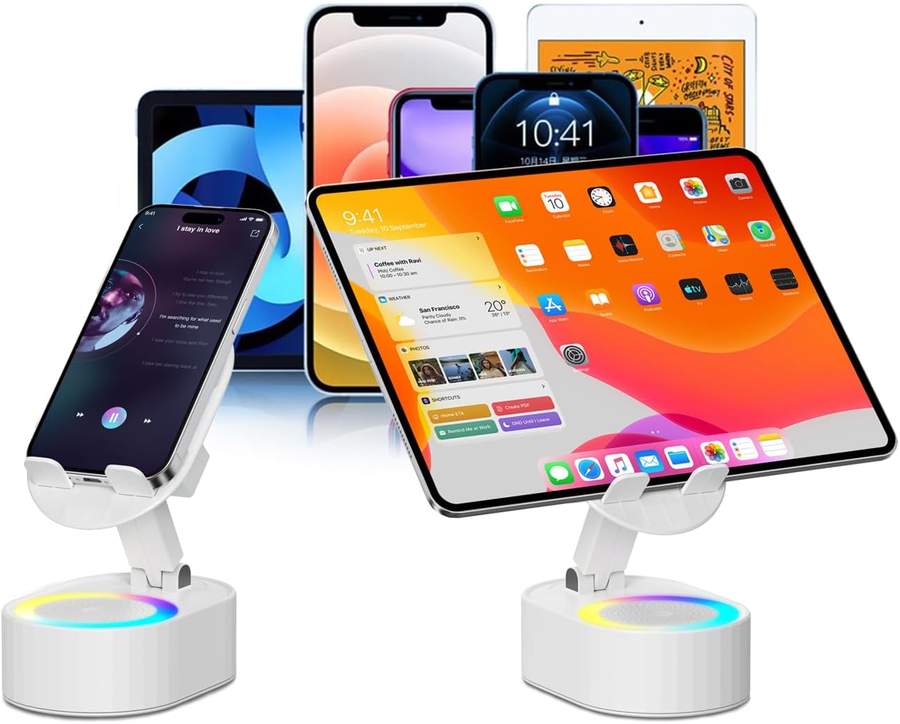 Detalle de AKLLCCR Wireless Induction Audio Bluetooth Speaker 5in1 Stand with 3000mAh Battery