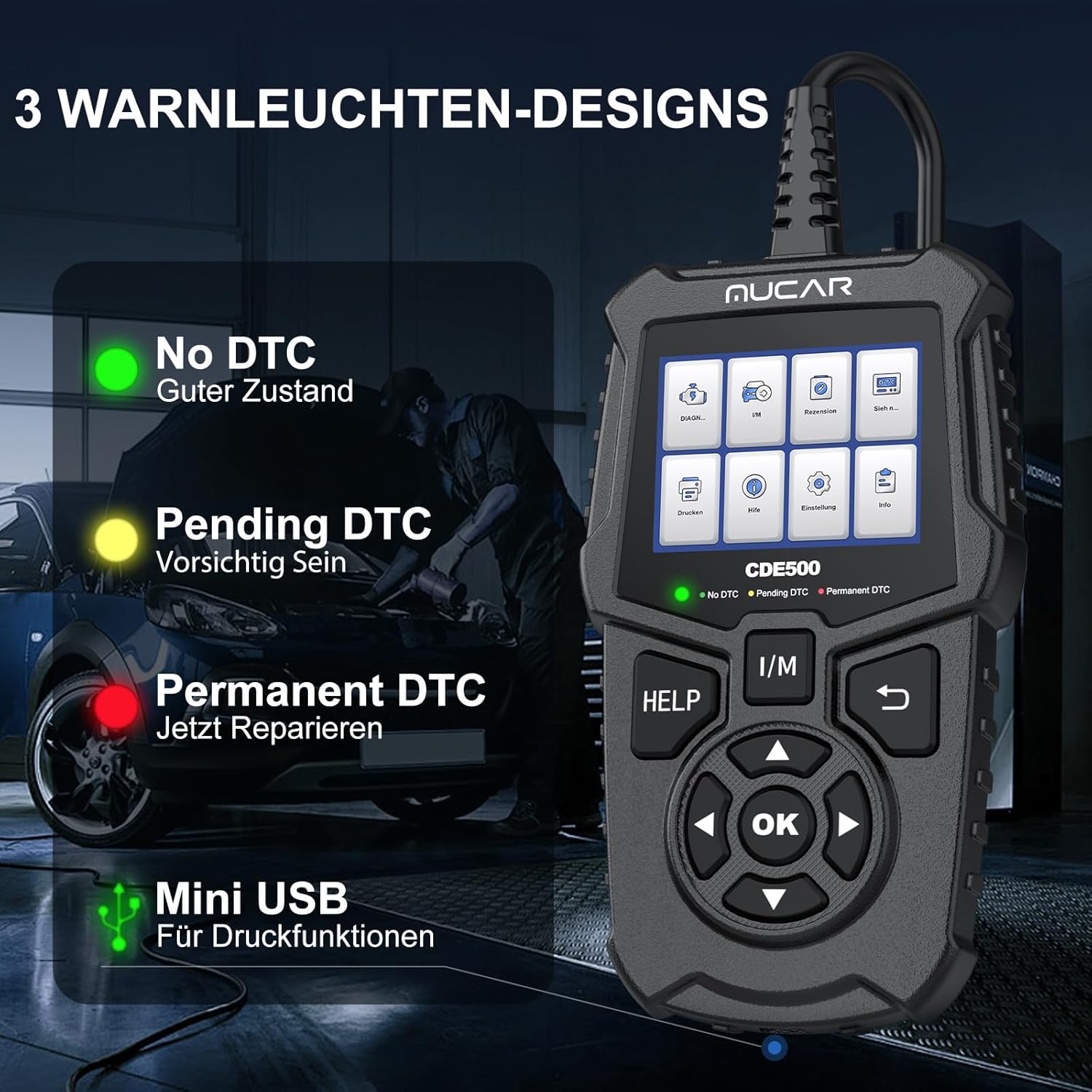 Thumbnail 3 de Mucar OBD2 Diagnosegerät CDE500 (OBDII/EOBD) – Diagnose mit großen LCD, Live-Daten & 10 Modi
