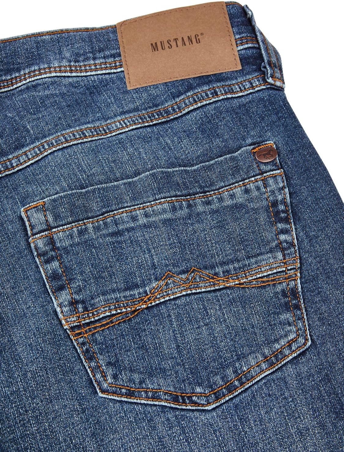 Detalle 2 de MUSTANG Herren Stretch-Jeans Straight Fit Washington (lang) – Denim in Blau/Schwarz