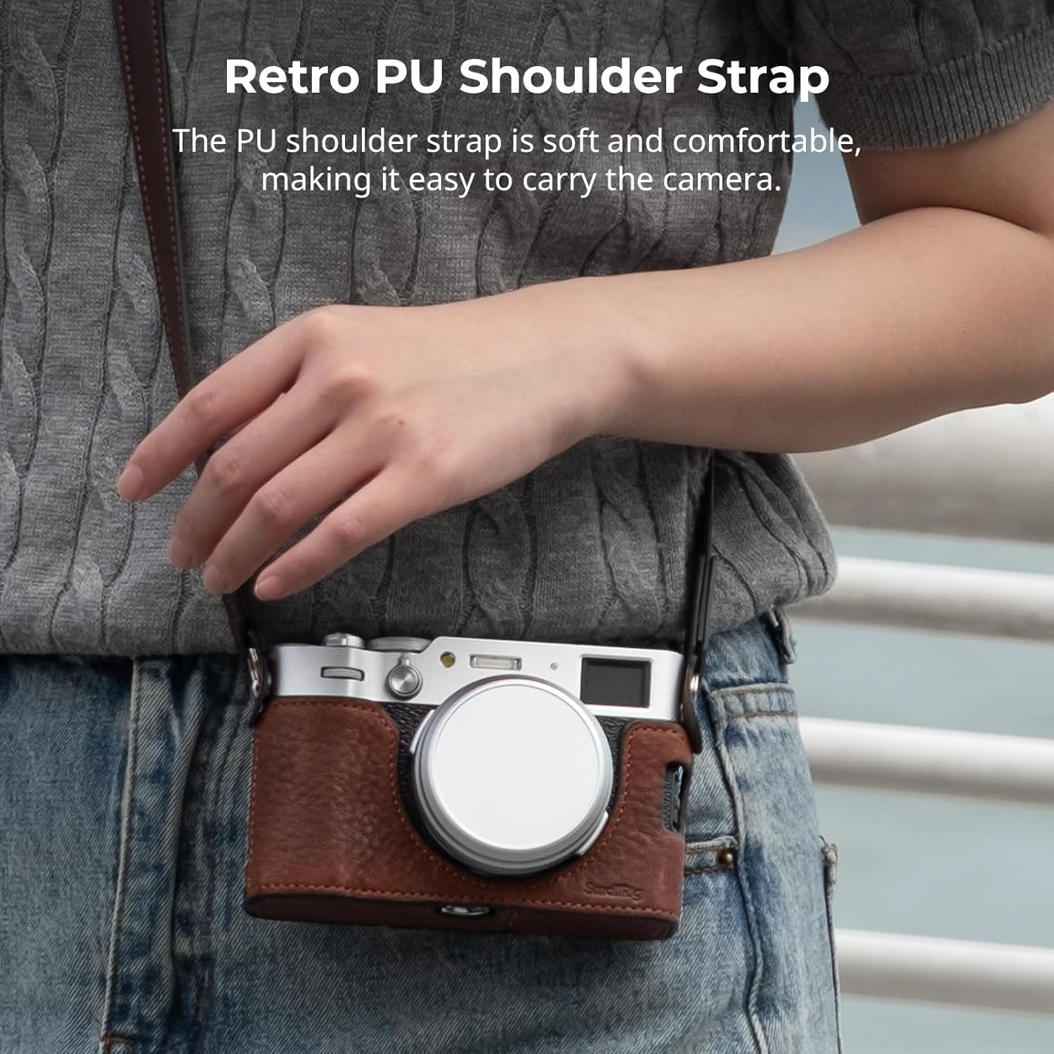 Thumbnail 5 de SmallRig X100VI Half Leather Case Kit (Brown) with Shoulder Strap, Aluminium Alloy Frame – 4699