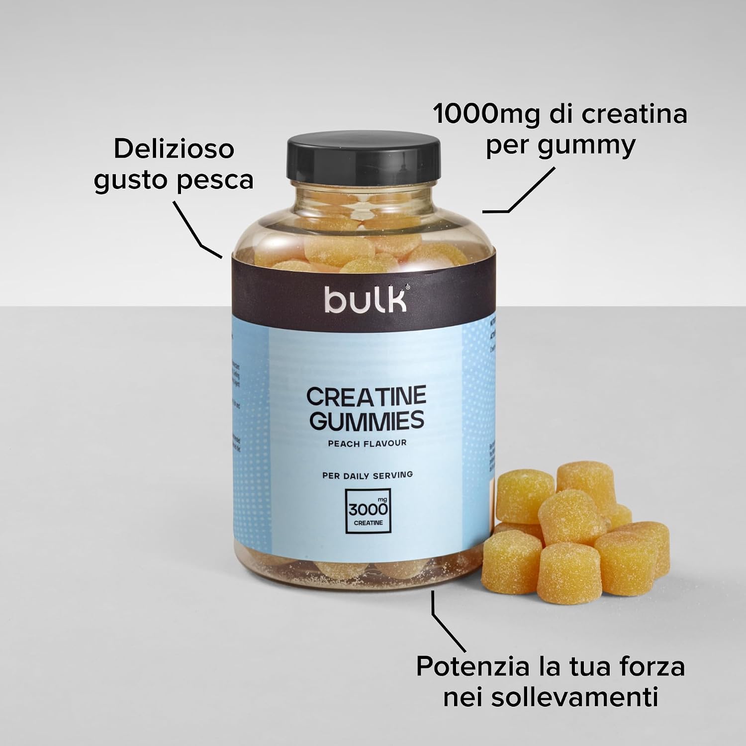 Detalle de Bulk Caramelle gommose con Creatina 1 g, Pesca – 60 pezzi