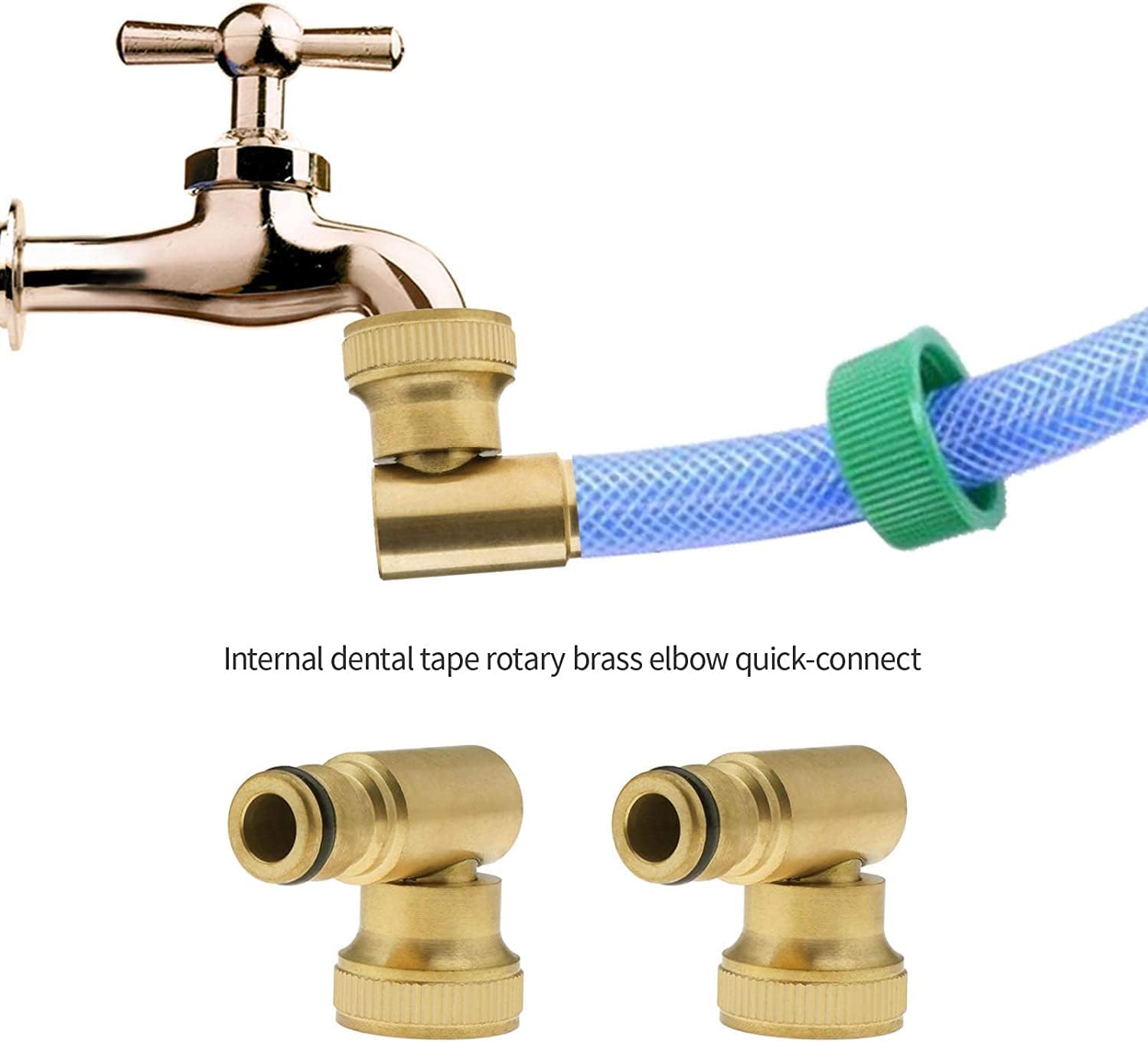 Thumbnail 2 de Hydrogarden 2Pcs 3/4" Quick Plug Hose Fitting with Brass Revolving Female Thread to 1/2" Hose Pipe (Rotating Direction)