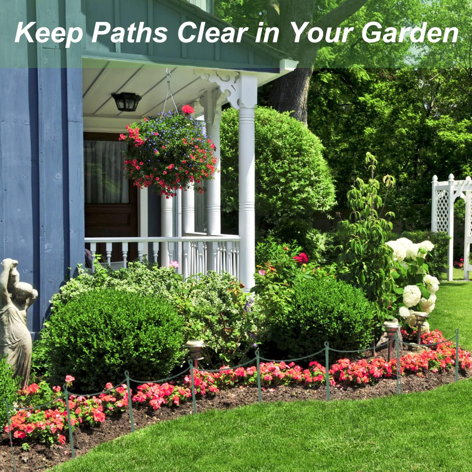 Thumbnail 5 de JIALWEN 6 Pack 20×35cm Plant Support Stakes Ring Cages – Green Metal Garden Plant Supports