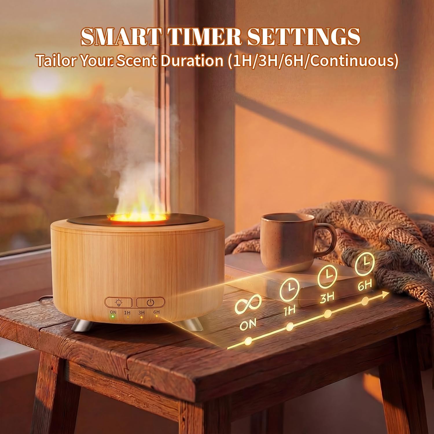 Thumbnail 3 de Essential Oil Diffuser for Home with 500ml Tank and Wood Grain Finish