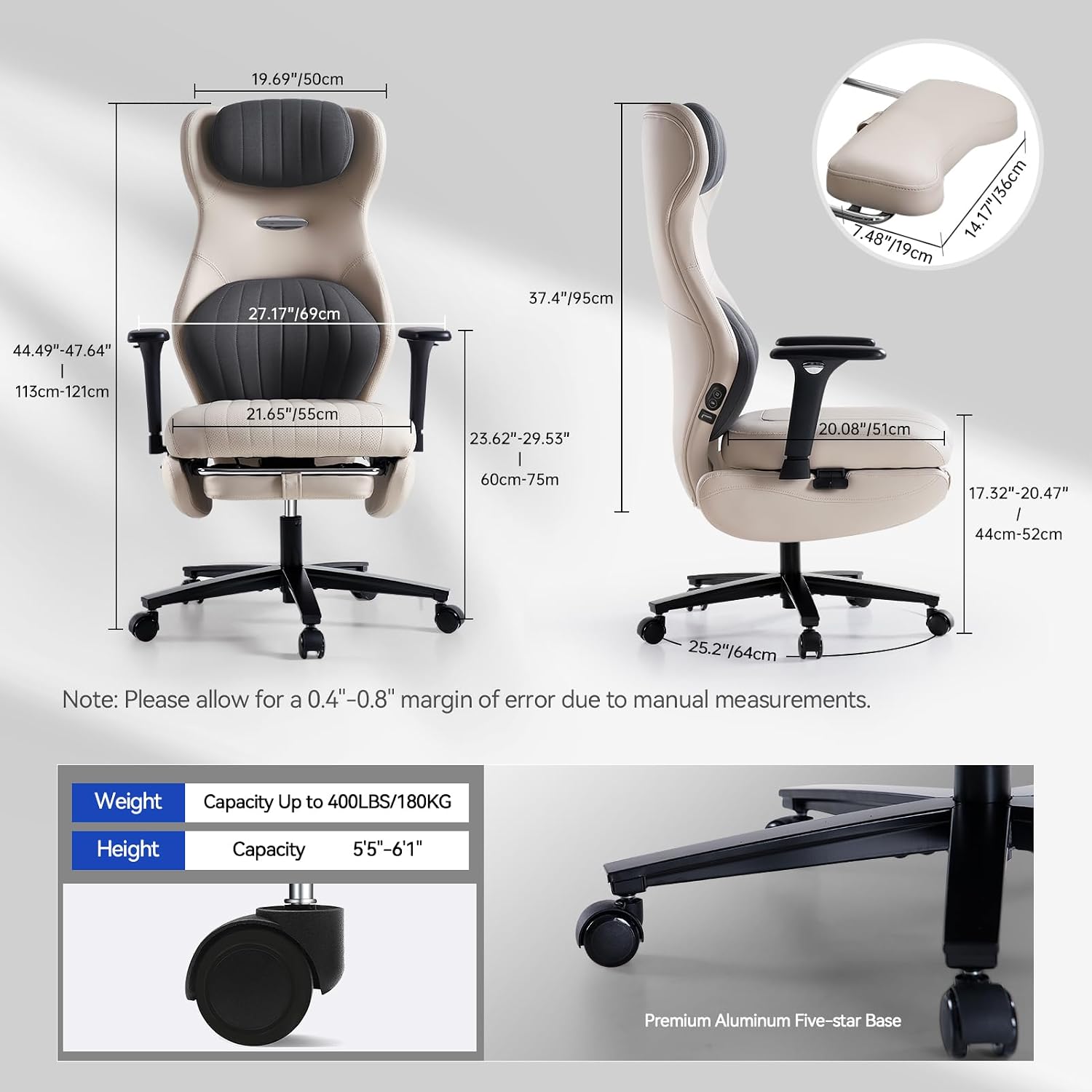 Detalle 2 de EMIAH Ergonomischer Bürostuhl mit Heizung