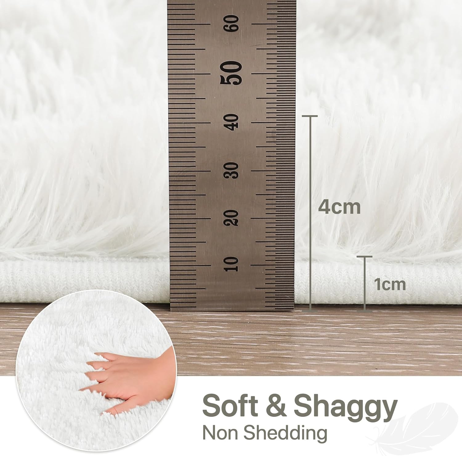 Thumbnail 1 de BEIMO Tapis Shaggy Blanc Neige 120x170 cm – douceur et sécurité pour salon et chambre