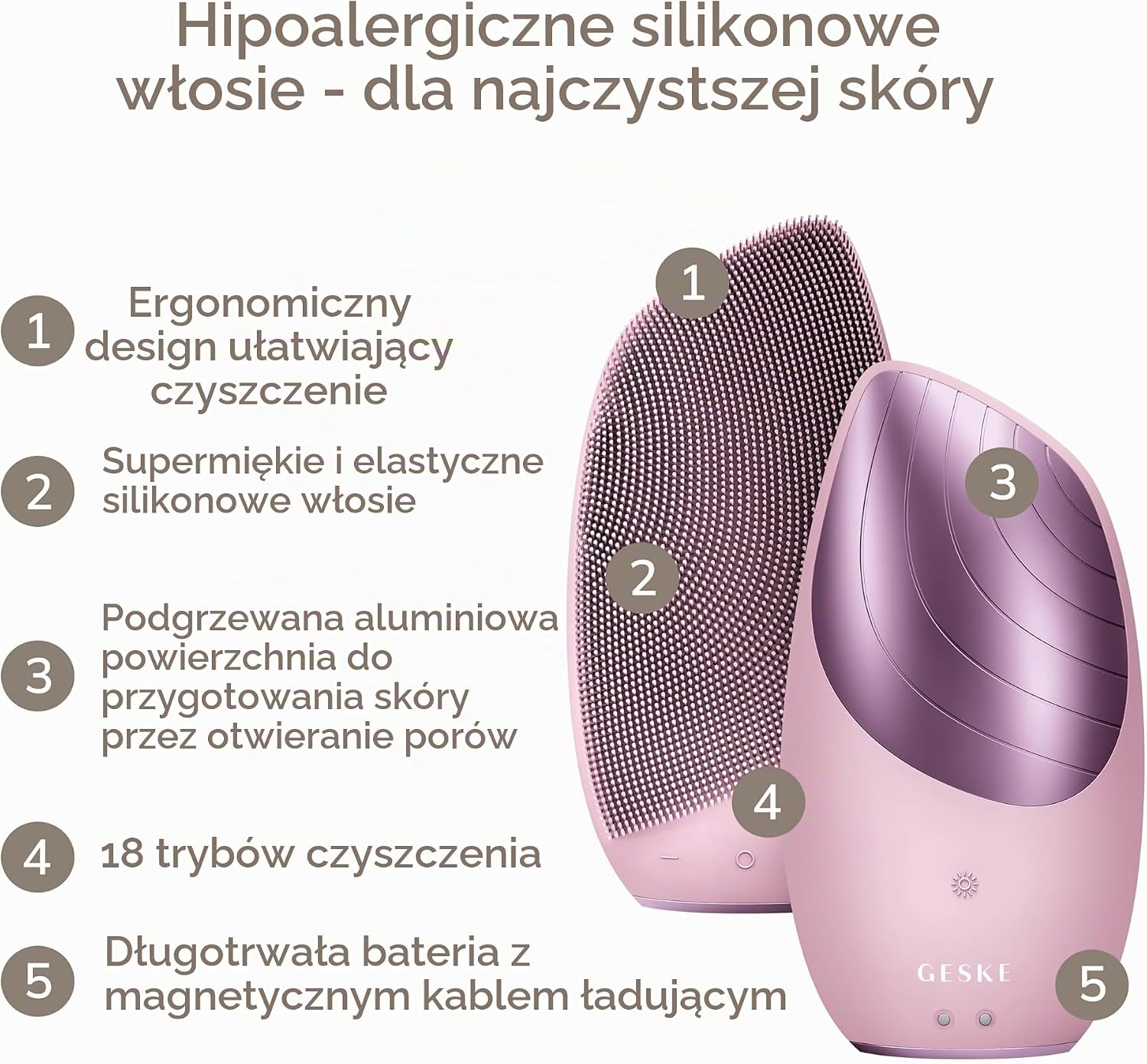 Detalle 2 de GESKE SmartAppGuided™ Sonic Thermo Facial Brush – silikonowa szczoteczka grzejąca