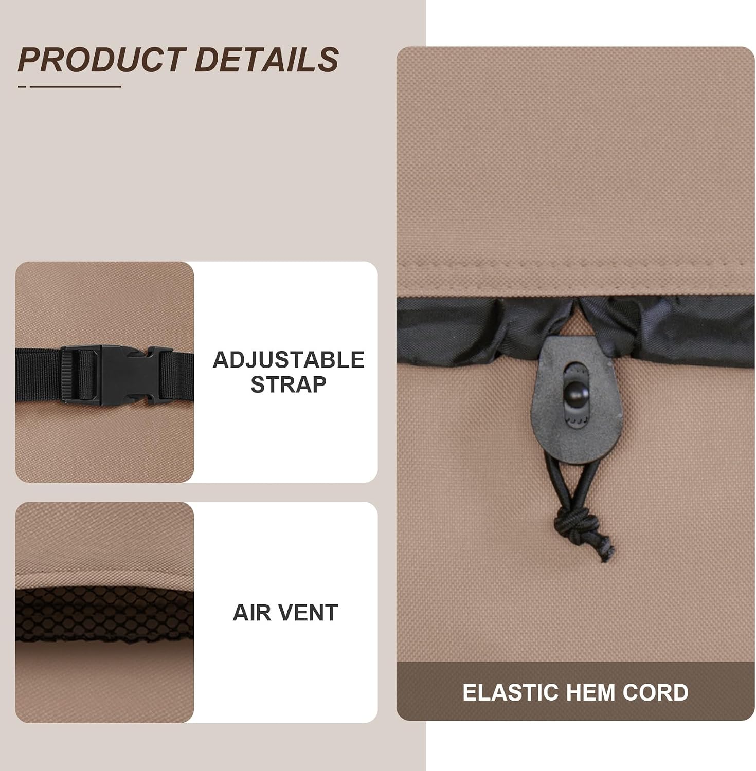 Detalle 2 de ULTCOVER UCH Square Hot Tub Cover, 600D Waterproof Brown, 80-Inch