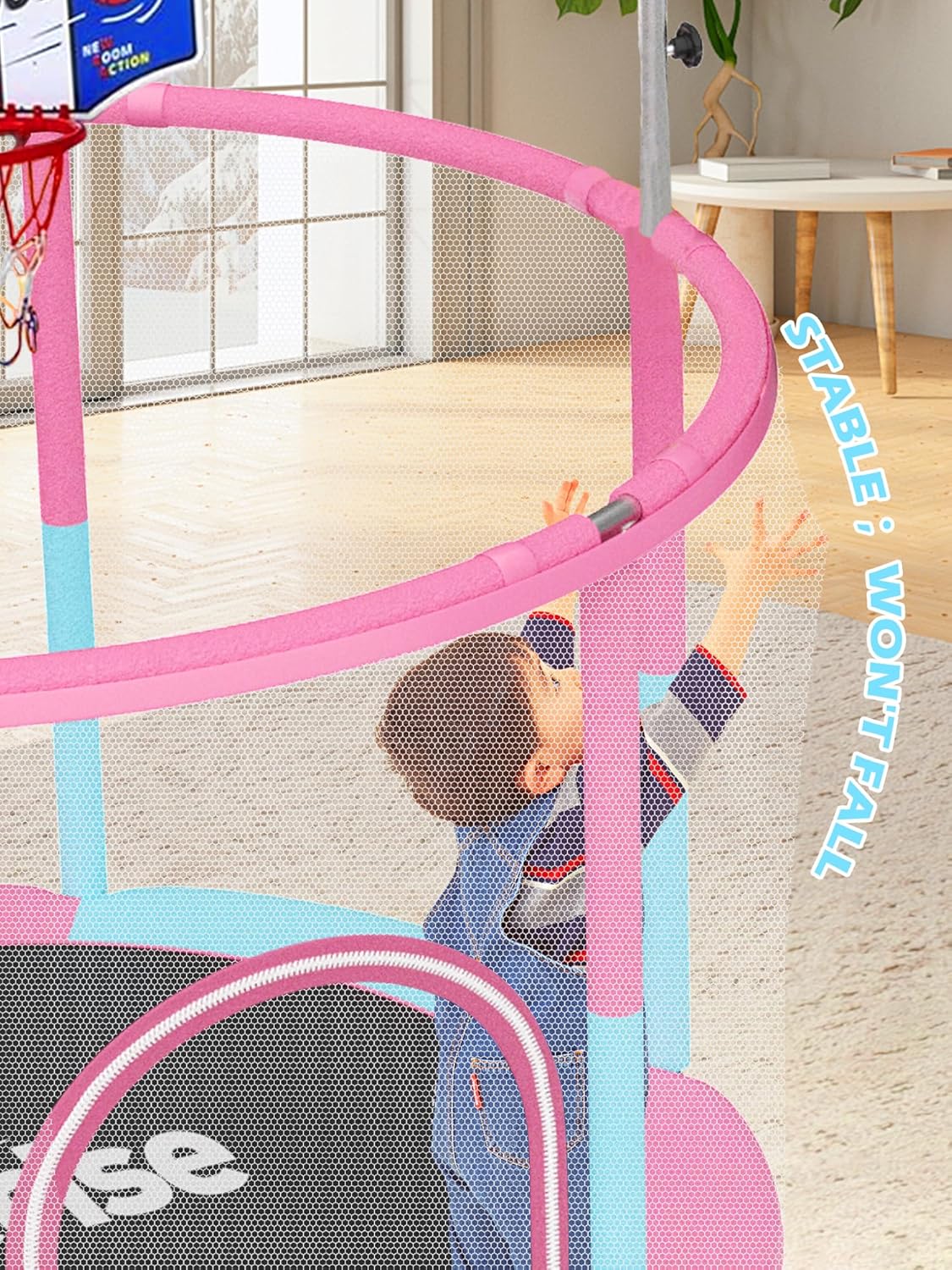 Detalle de BLUERISE 55in Toddler Trampoline with Hoop
