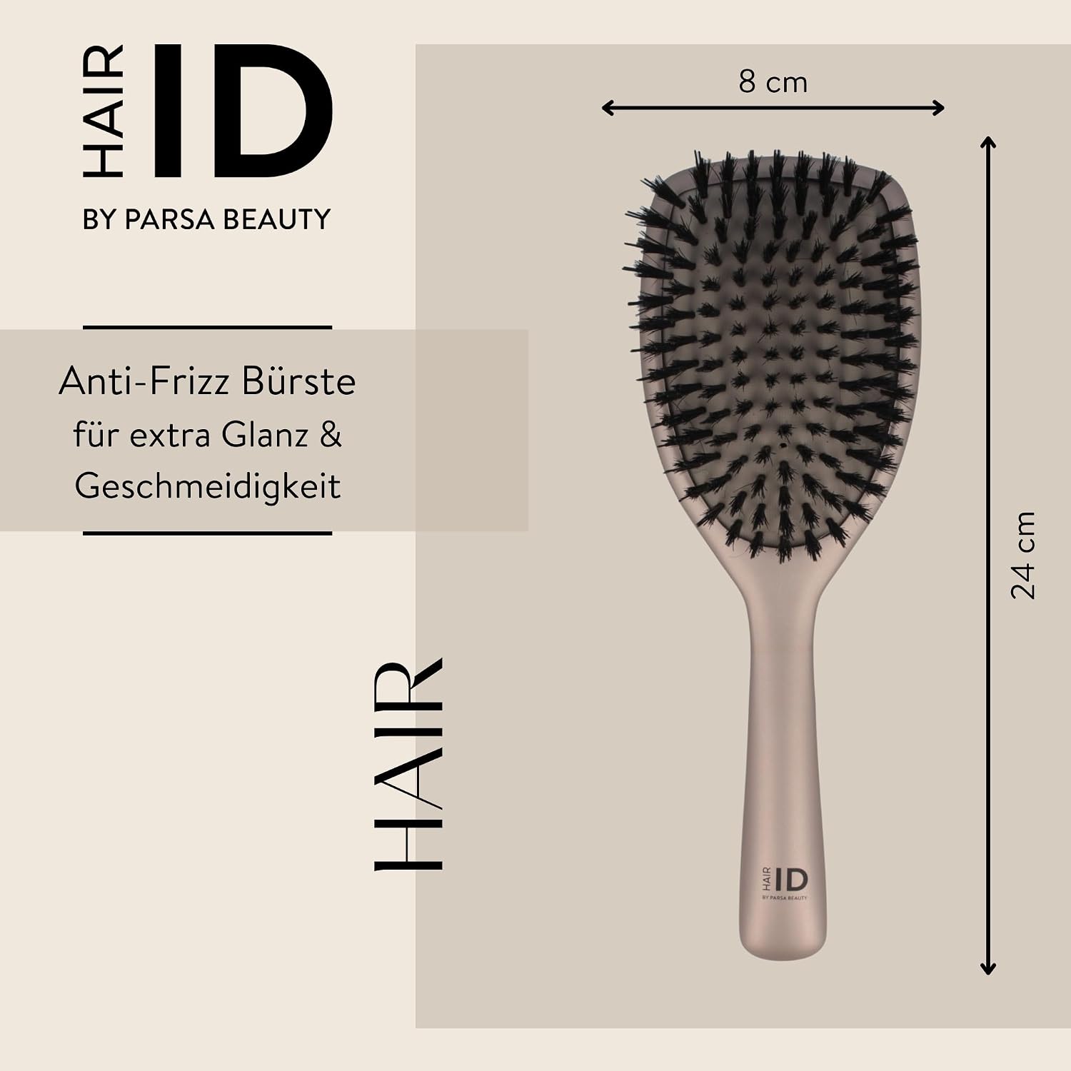 Detalle 2 de PARSA Beauty Hair ID Anti-Frizz Haarbürste mit Wildschweinborsten für glatte, weniger frizzige Haare