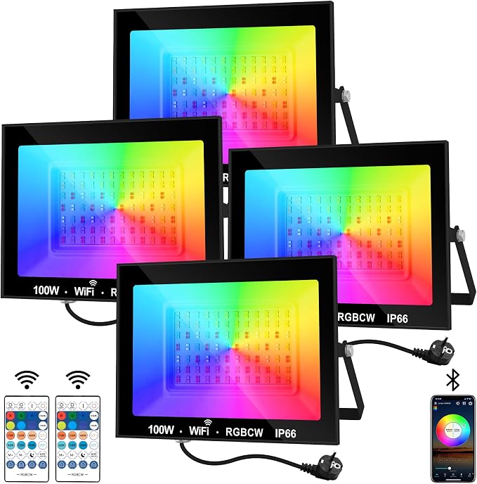 Detalle de NATPOW Proyector LED RGB Exterior 100W con App y Mando 🎆