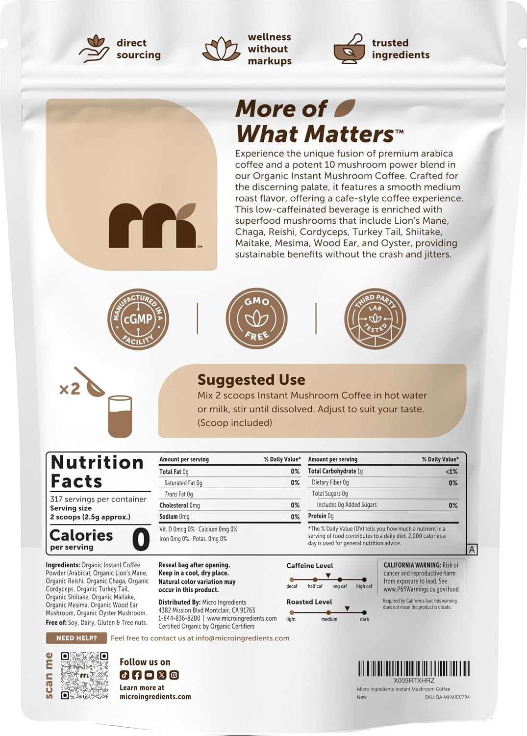 Thumbnail 6 de Micro Ingredients Instant Mushroom Coffee Powder, 28 Ounce