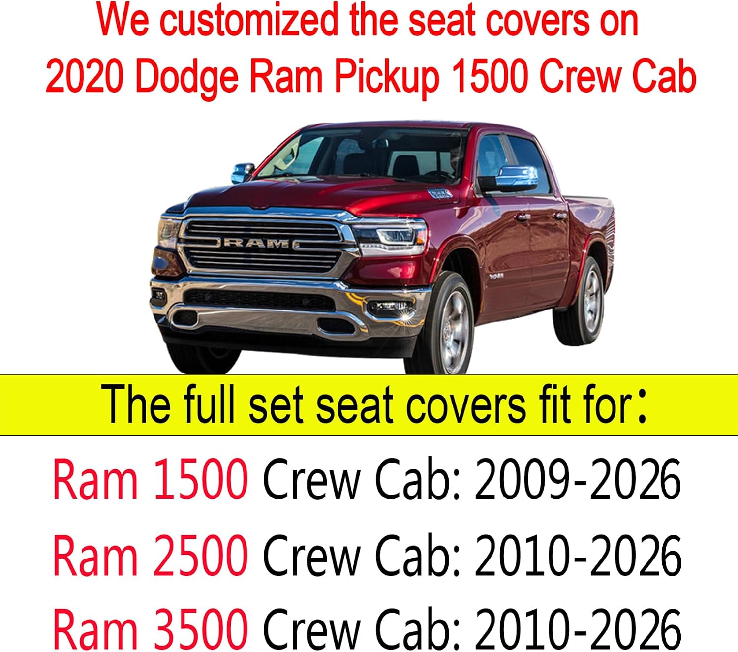 Thumbnail 4 de YIERTAI Car Seat Covers for Dodge Ram 2009-2026 Brown
