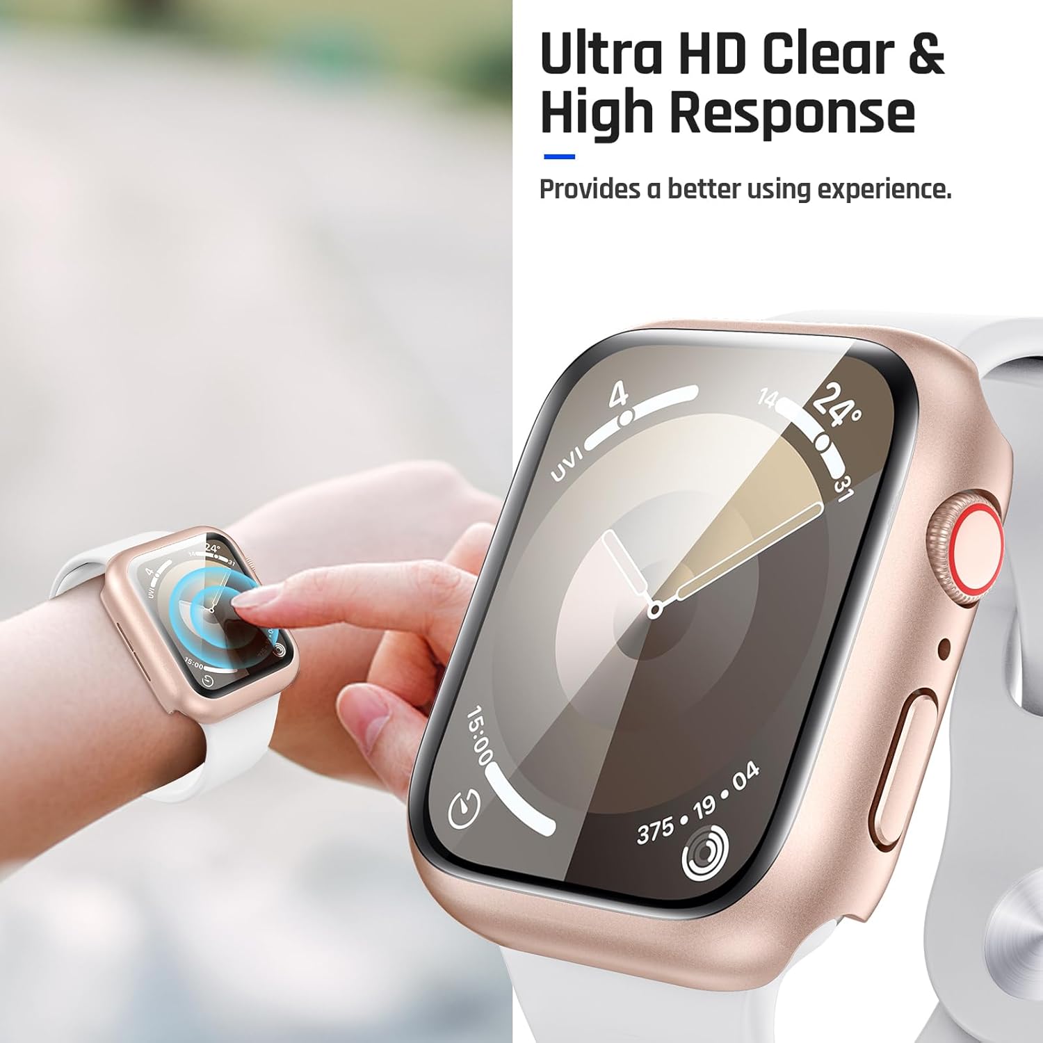 Detalle de Goton Waterproof Case for Apple Watch 40mm (Series 6/5/4, SE 3/2/1) with 9H Tempered Glass and Hard Bumper