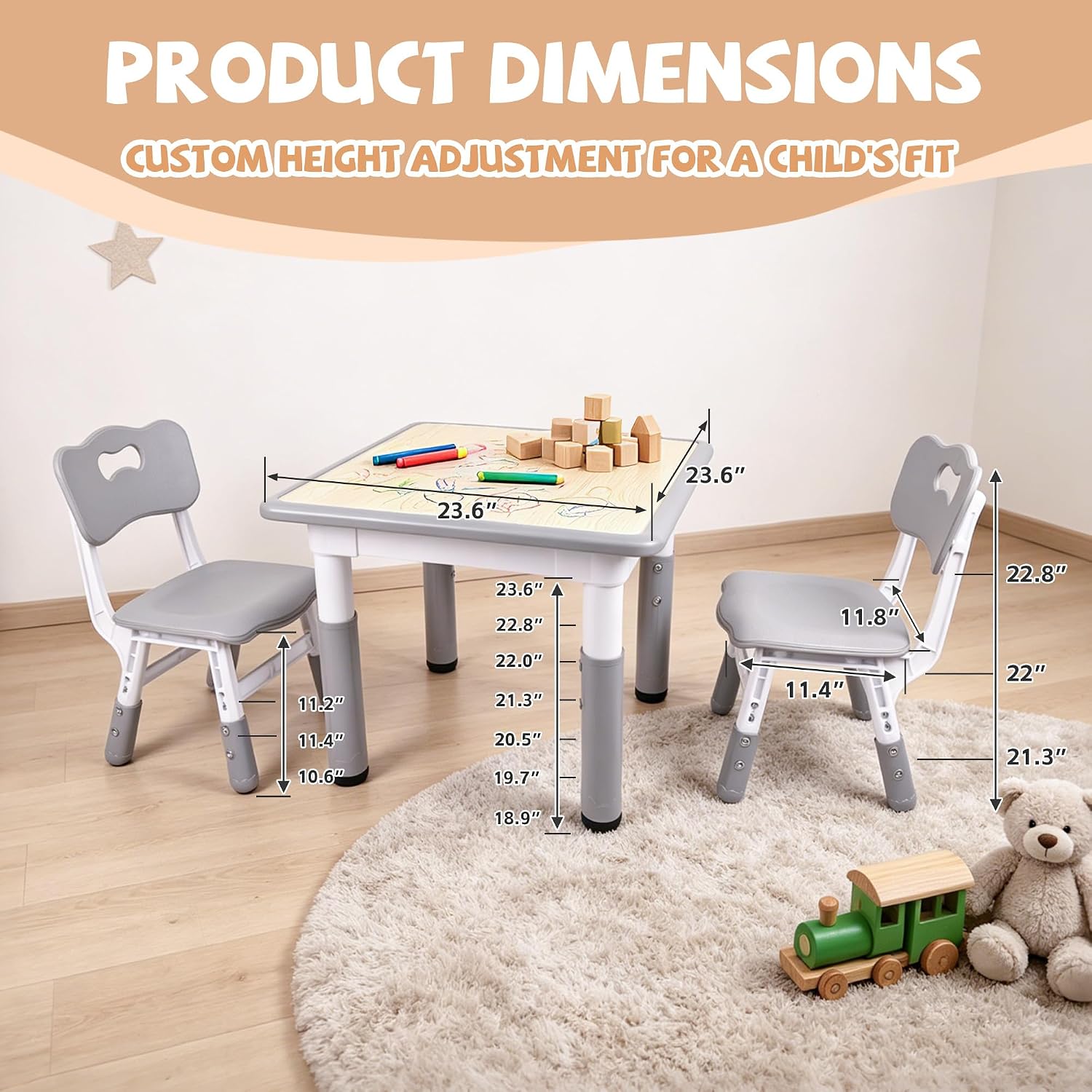 Thumbnail 3 de Pterying LY-1106B Toddler Table and Chair Set, Graffiti Top, 2 Chairs