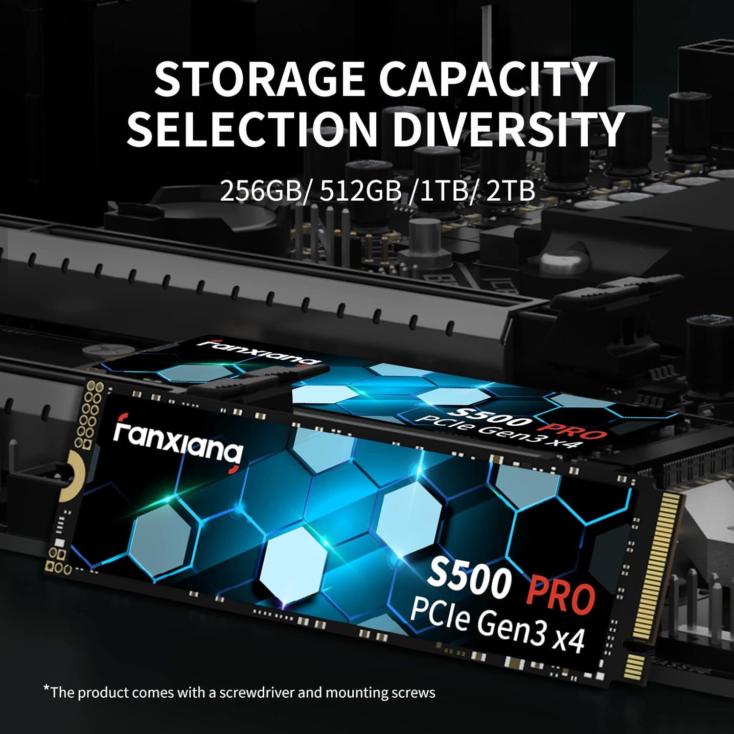Detalle de Fanxiang S500 Pro 256GB NVMe M.2 SSD – PCIe 3.0 (Gen 3x4) Storage