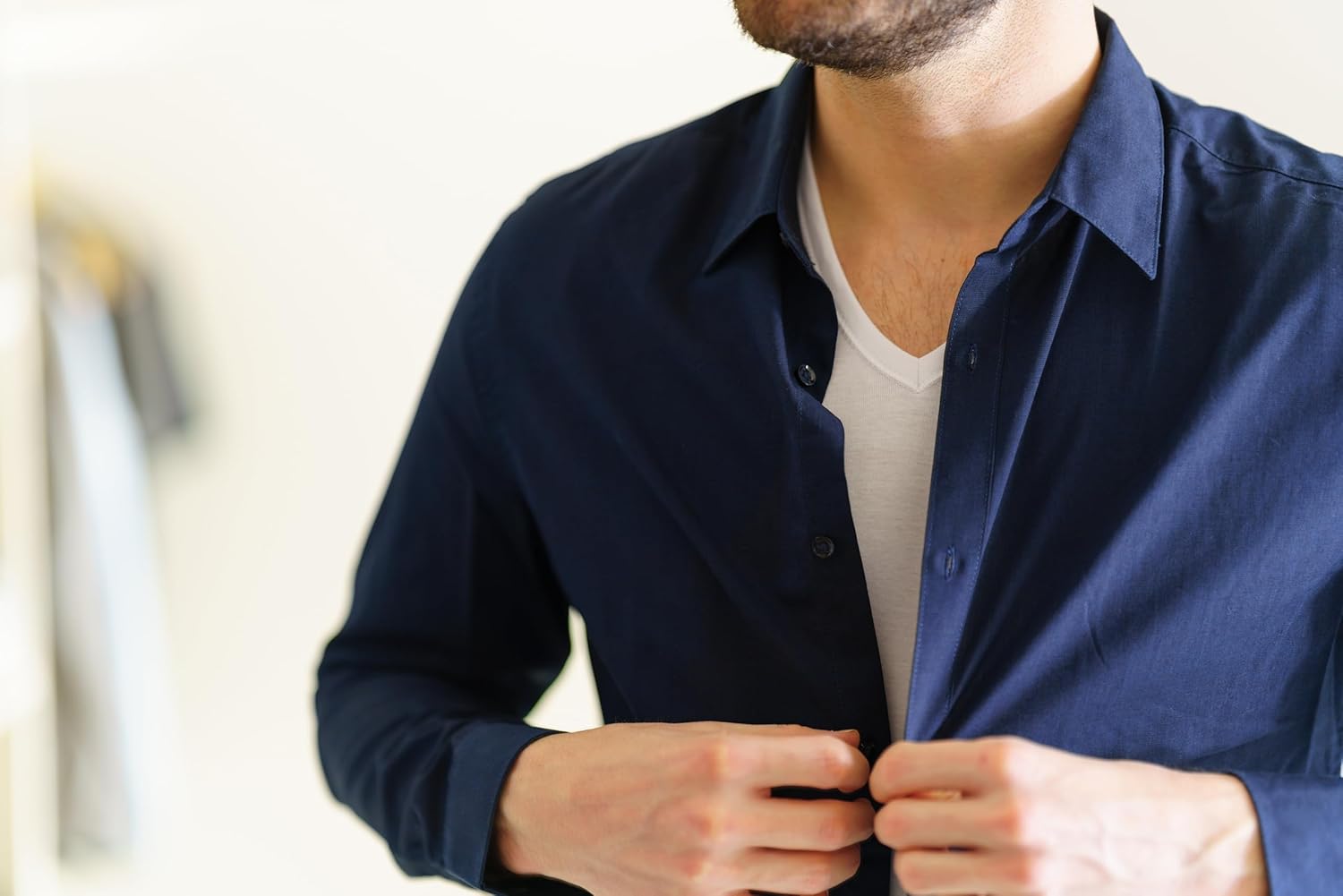 Thumbnail 2 de Eminence - T-shirt Col V pour Homme en Côte Fine 100% Coton Peigné, Sans Couture Côté, Invisible Sous Chemise