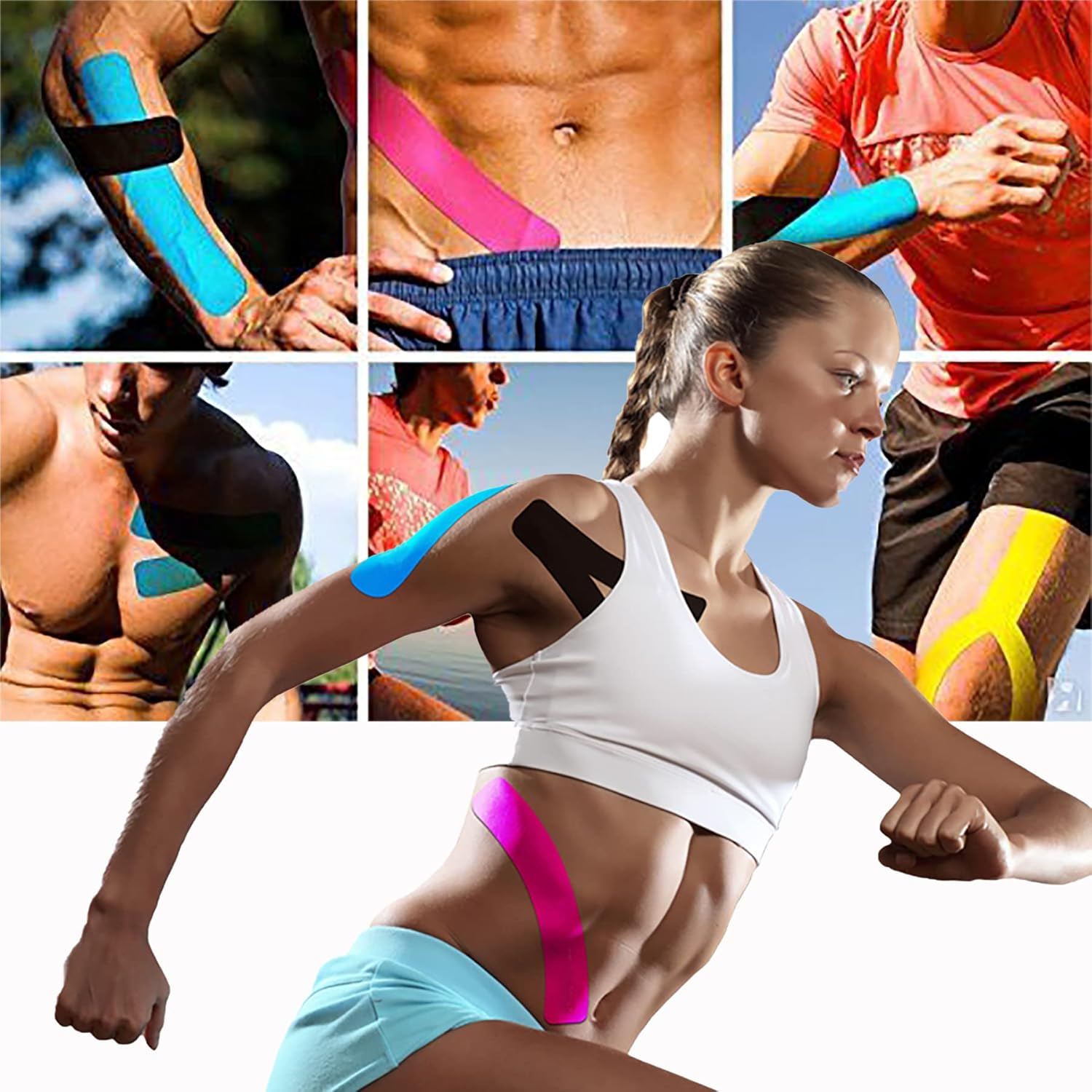 Thumbnail 6 de Kinesiology Tape Precut (3 Rolls, 60 Strips) Waterproof Sports Tape for Athletes