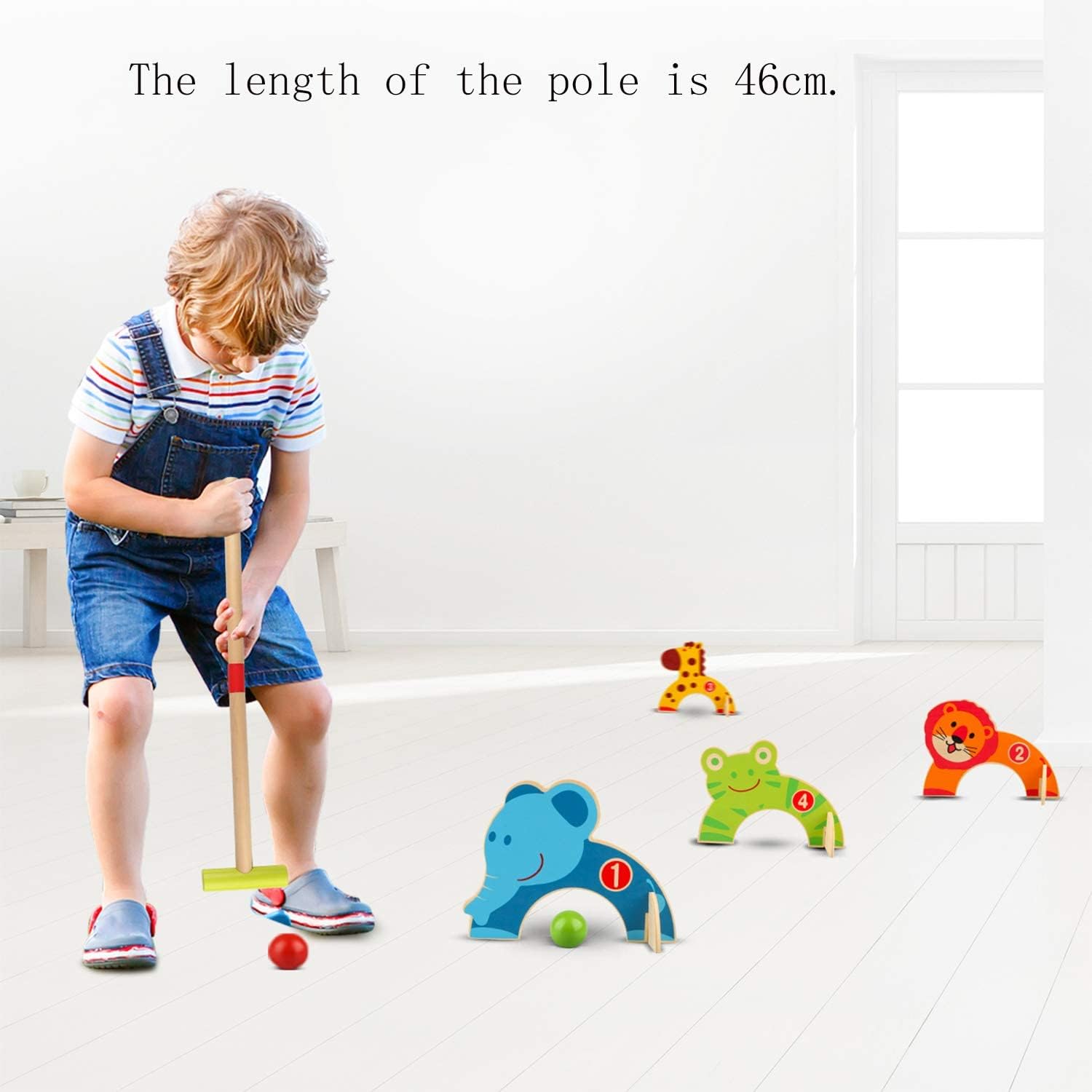 Detalle de Wondertoys Wooden Animals Croquet Set – Educational Outdoor Play for Kids