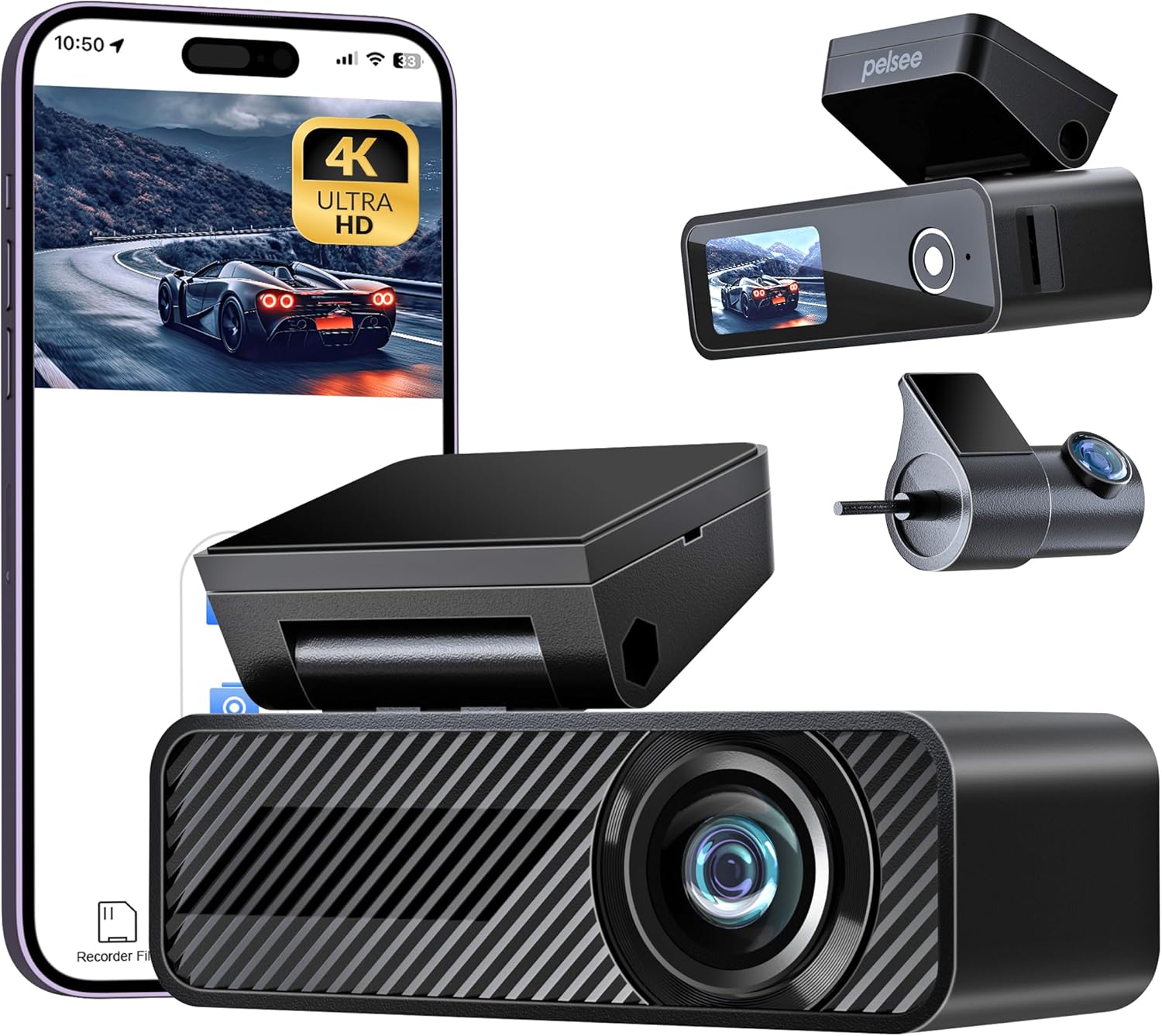 Detalle de Pelsee 4K Dash Cam Front and Rear 64GB