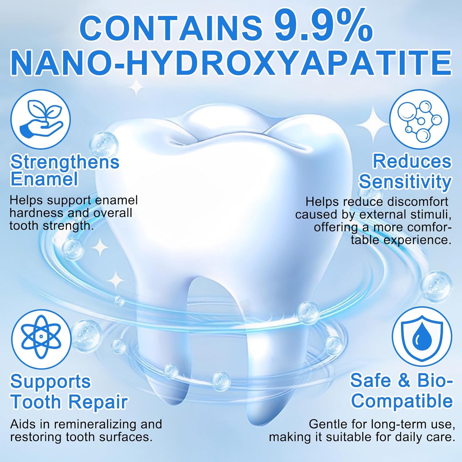 Detalle de Generisch Hydroxylapatit Zahnpasta ohne Fluorid – Fresh Breath (2er-Pack) für empfindliche Zähne