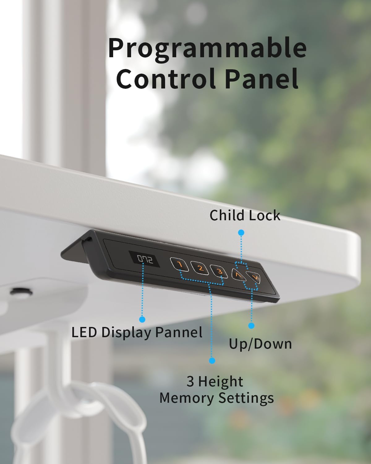 Thumbnail 5 de FEZIBO One INCF-SD0001-120WHI-01 Electric Standing Desk, Moon White, 3 Presets