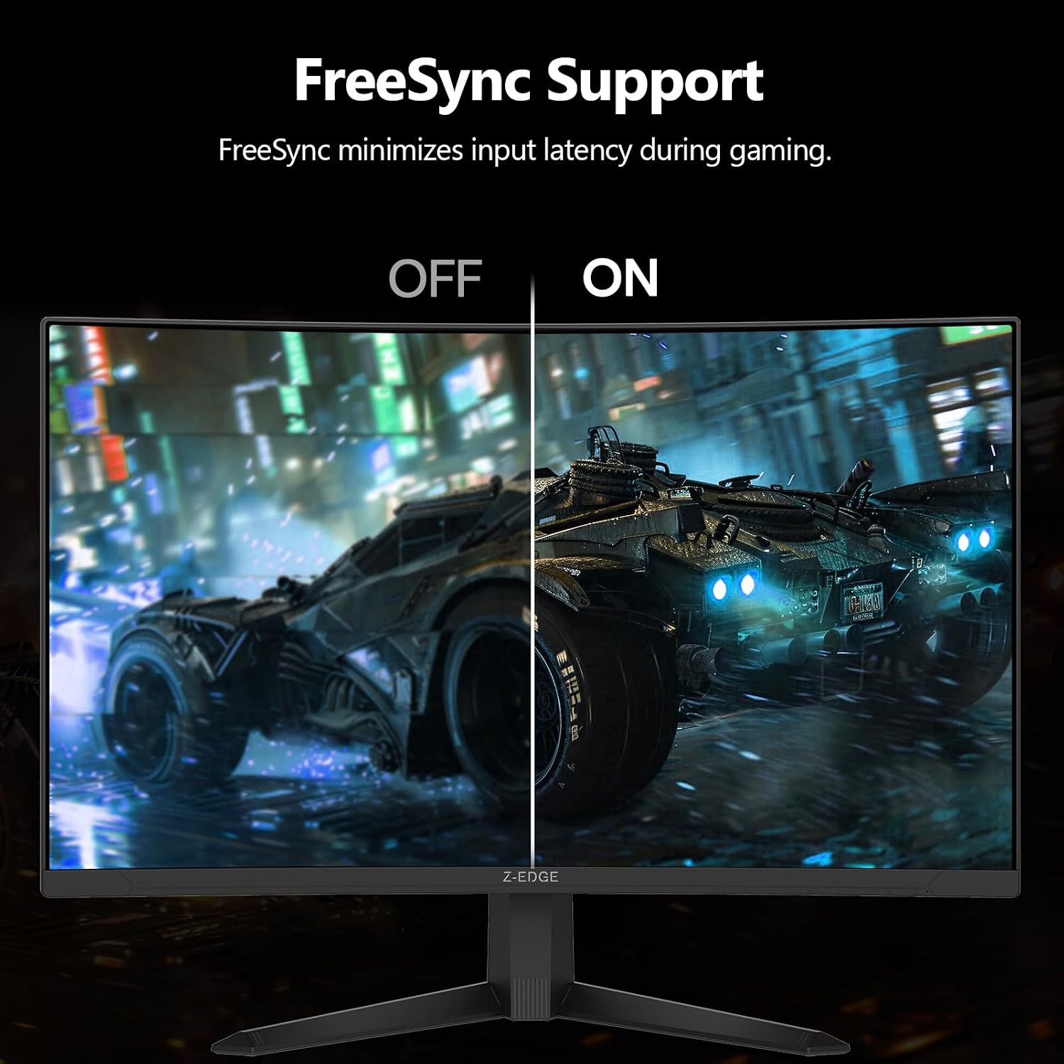 Detalle de Z-Edge 27-Inch Curved Gaming Monitor – FHD 1080p, 300Hz, 1ms, FreeSync, 1500R