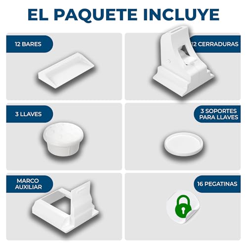Thumbnail 6 de Hoffenbach Cierre Magnético Invisible para Armarios y Cajones – 12 Seguros para Bebés + 3 Llaves