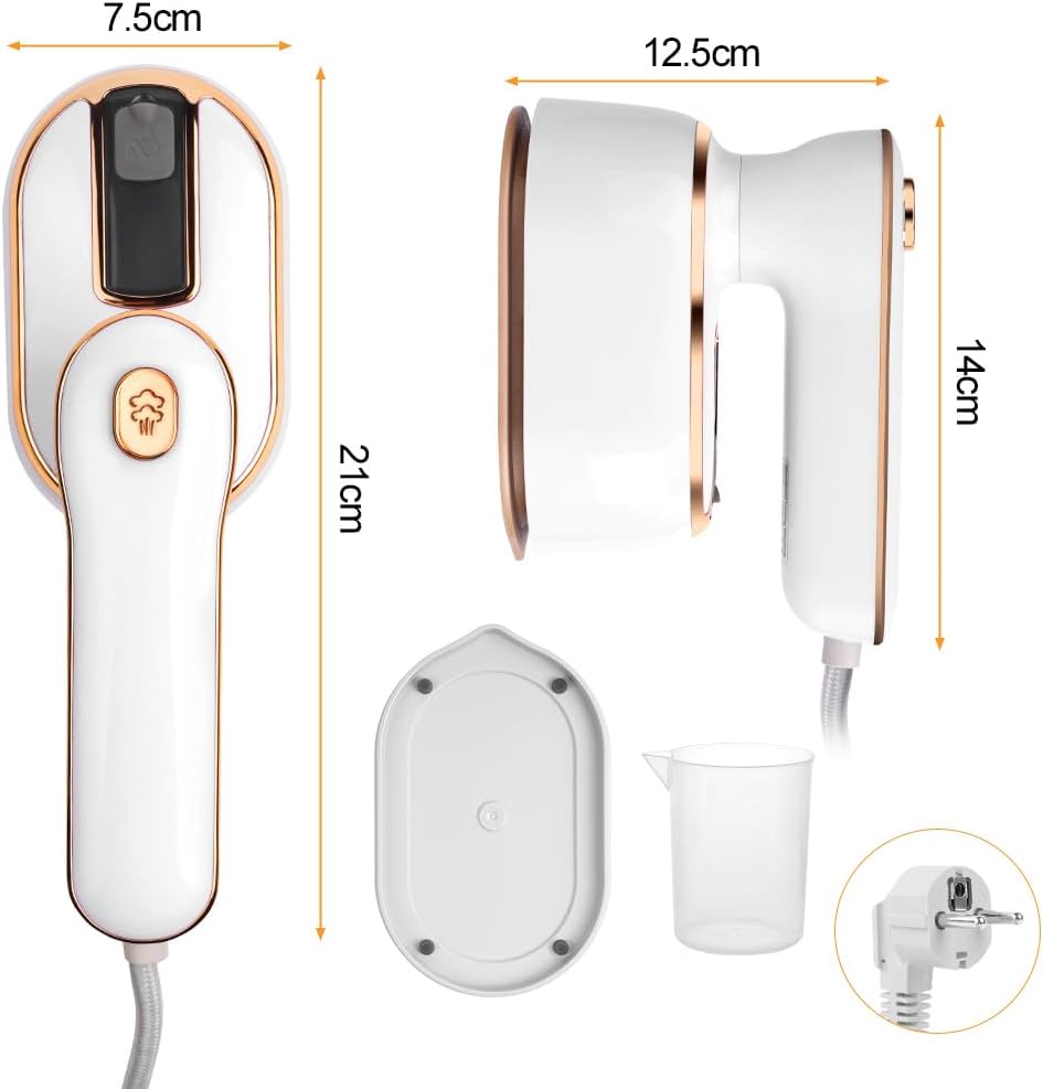 Detalle de AUAUY mini-stoomstrijkijzer, 1000 W, opvouwbaar met waterreservoir van 100 ml
