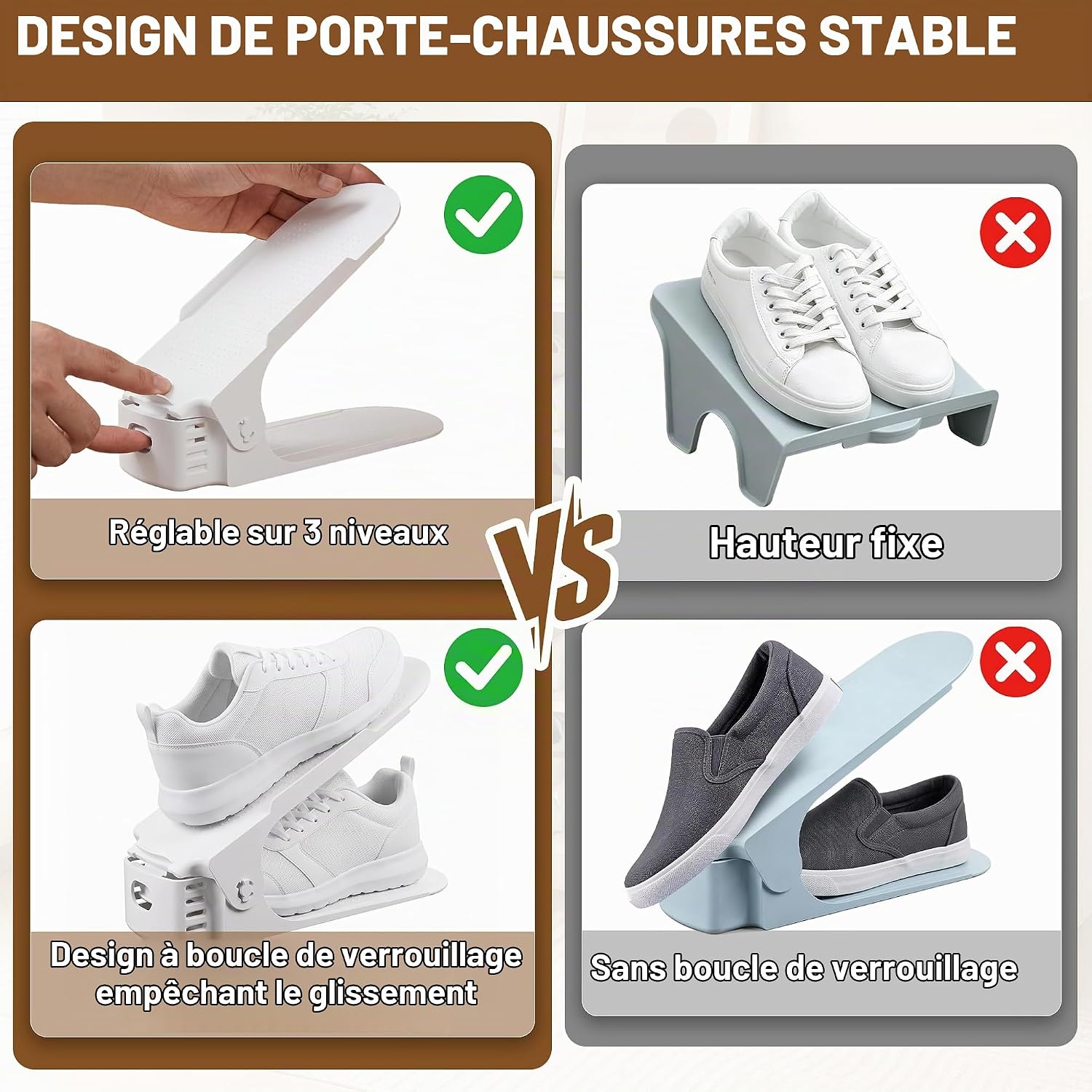 Detalle de UISEBRT HKDY-UIS-(JJ09002WH) schoenenorganizers, set van 30, verstelbaar en antislip