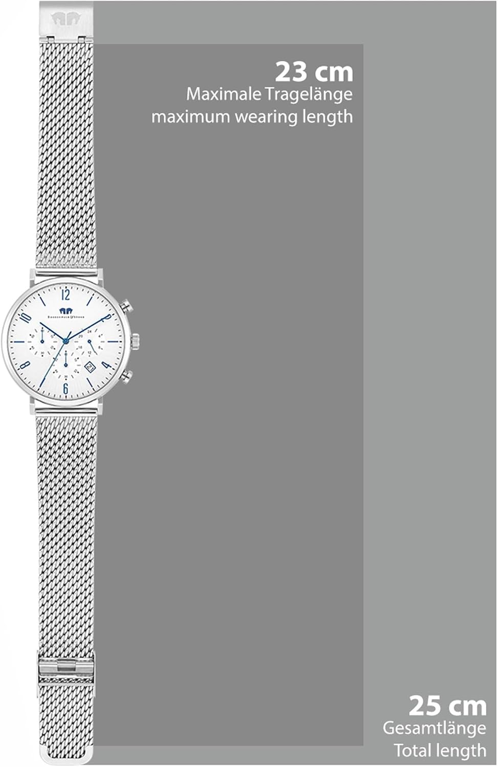 Detalle 2 de Rhodenwald & Söhne Orologio analogico da uomo 10010363 con quarzo, cinturino in acciaio e cronografo