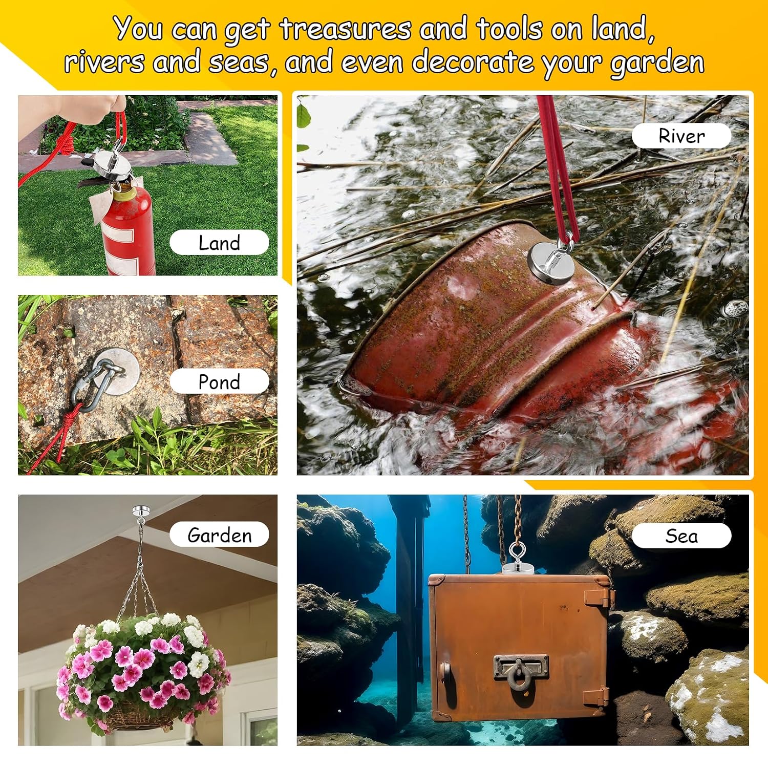 Detalle de Grtard 68kg Pulling Fishing Magnet: Durable Neodymium Tool for River Retrievals