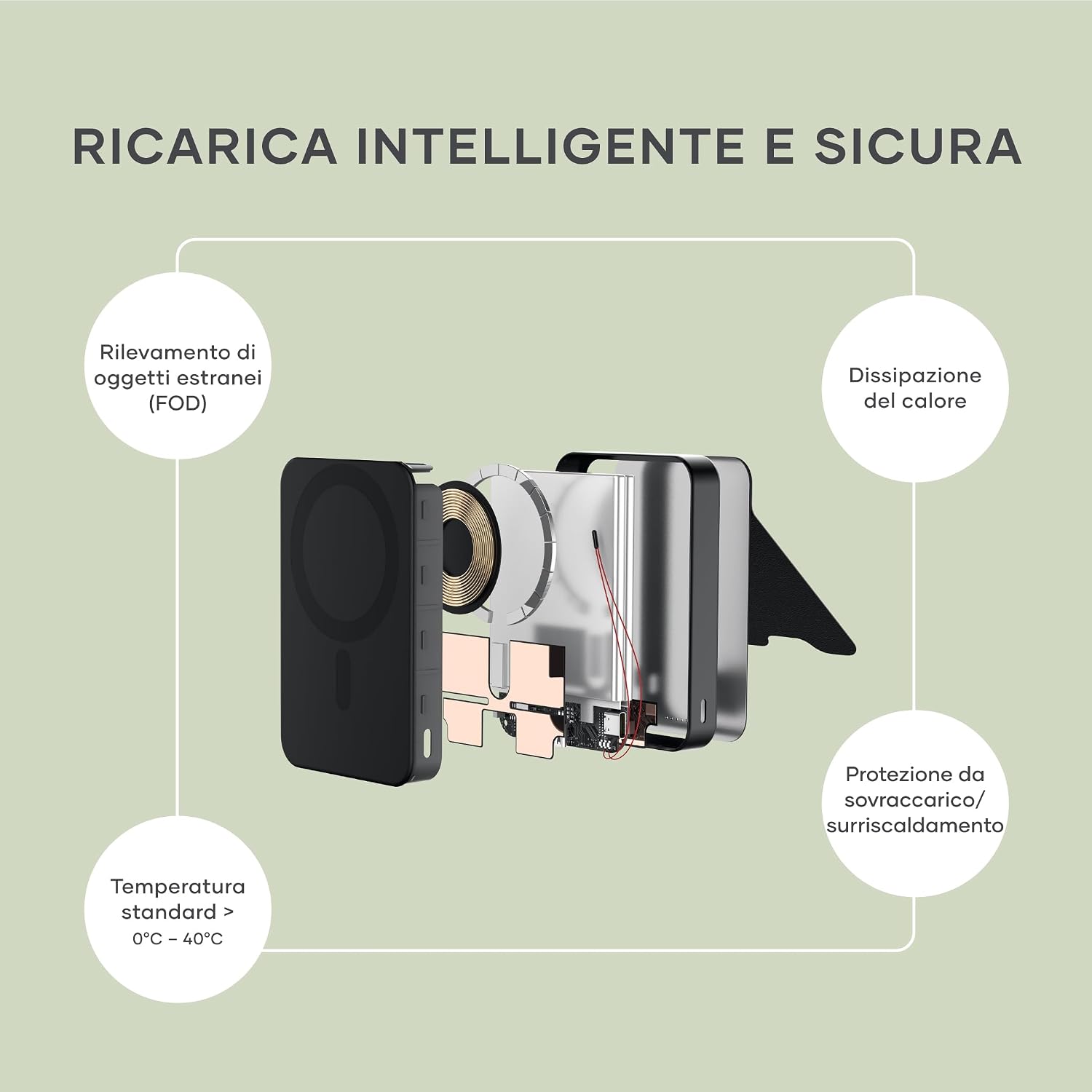 Detalle de SATECHI OntheGo™ Power Bank MagSafe 10000mAh con supporto integrato e ricarica Qi2 (15W)