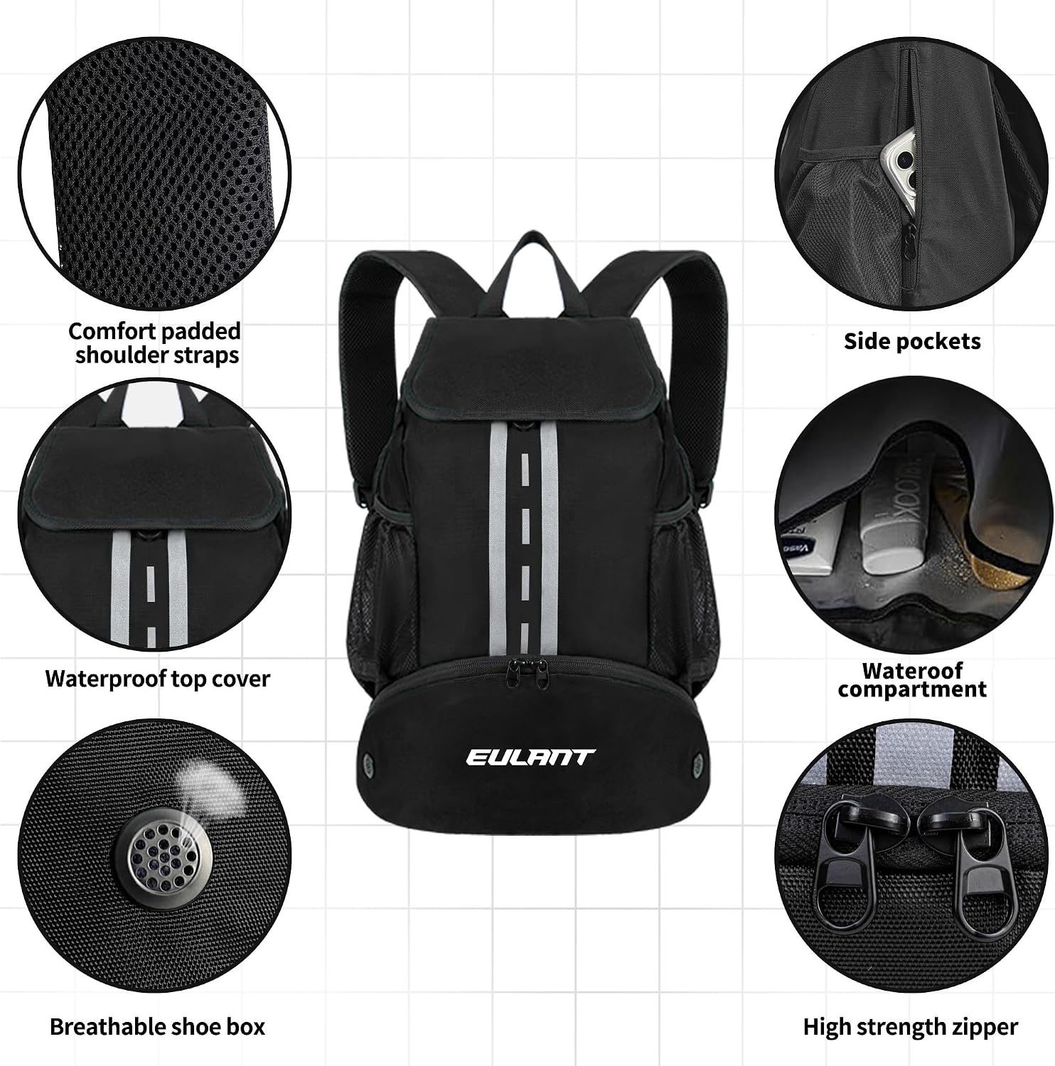 Thumbnail 3 de EULANT Mochila deportiva con compartimento para zapatos 47 cm