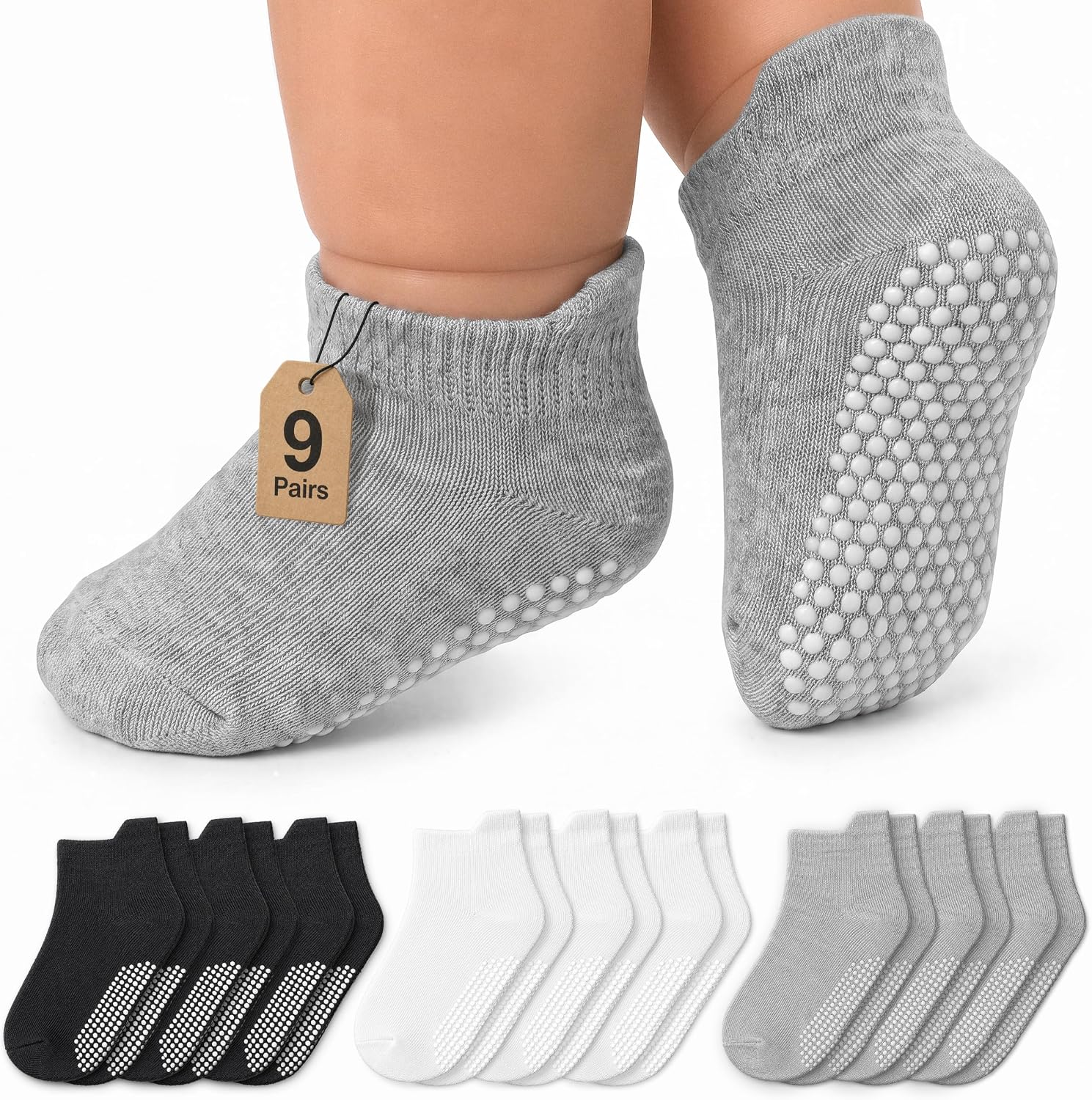 Detalle de Infinno Baby Non-Slip Socks, 9 Pairs