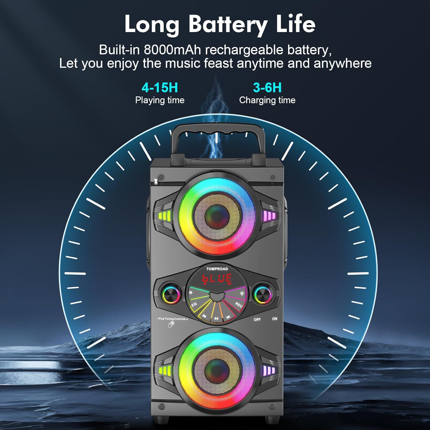 Thumbnail 3 de Altoparlanti Bluetooth A52 da 60 W con subwoofer, LED e karaoke: potenza portatile per feste