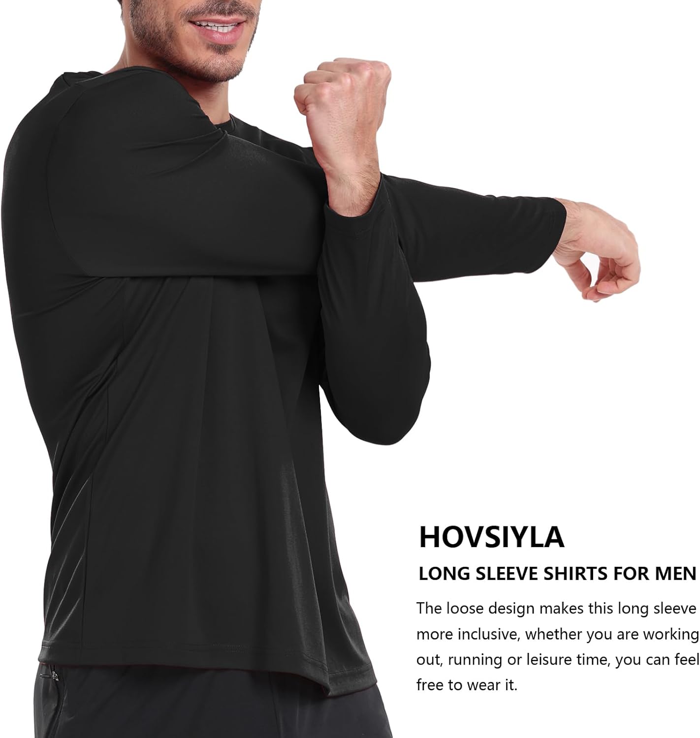 Thumbnail 2 de HovSiyla Men's Long Sleeve Moisture-Wicking Shirt for Running and Sun Protection