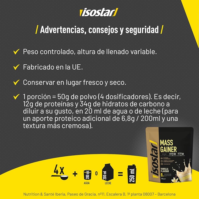 Thumbnail 4 de Isostar Mass Gainer Vainilla 💪 Batido de Proteínas y Carbohidratos