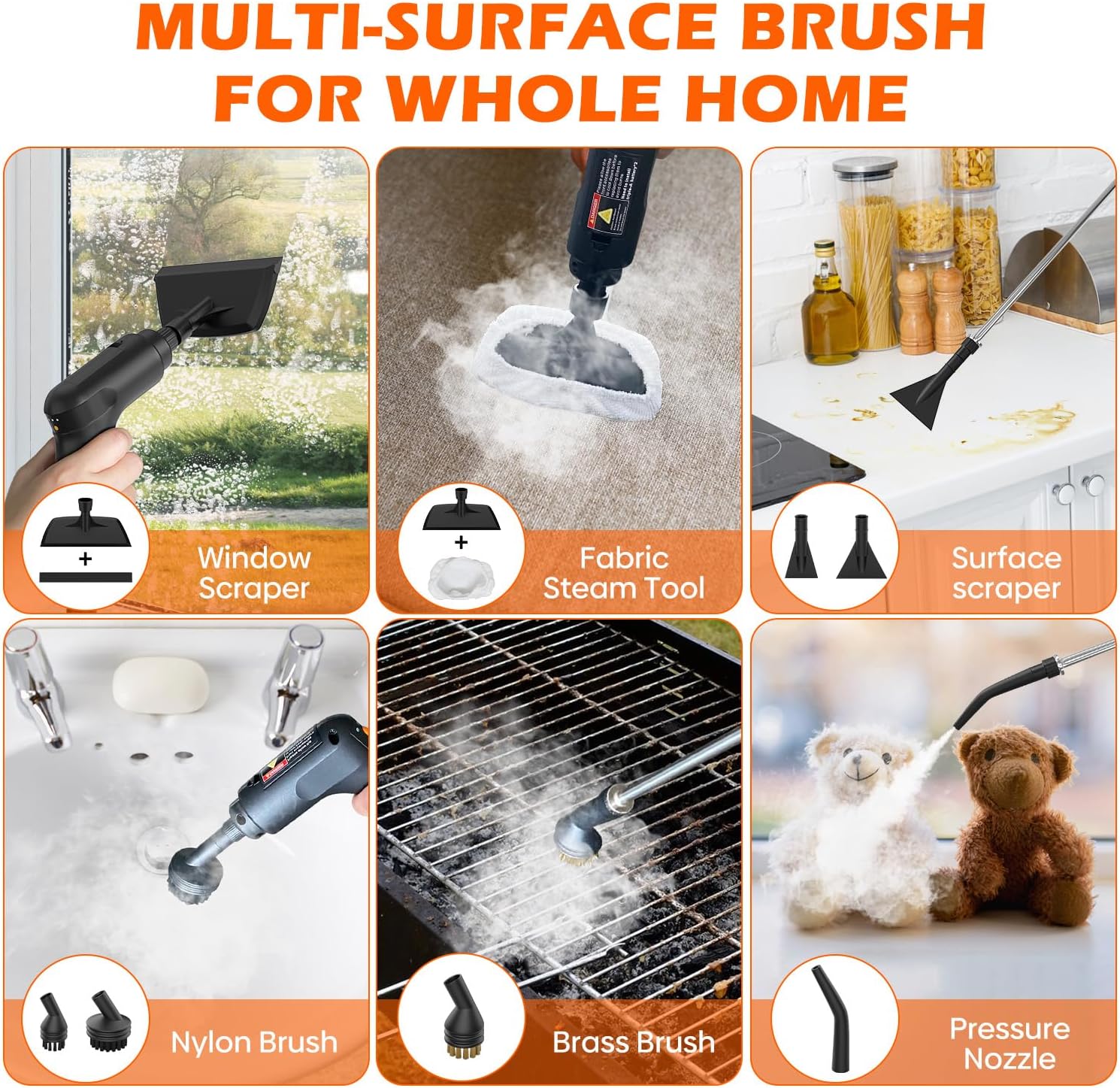 Thumbnail 6 de Koutop Steam Cleaner for Home & Car Portable Handheld Steamer with 3-Level Handle, 15s Heat-Up, 16 Accessories
