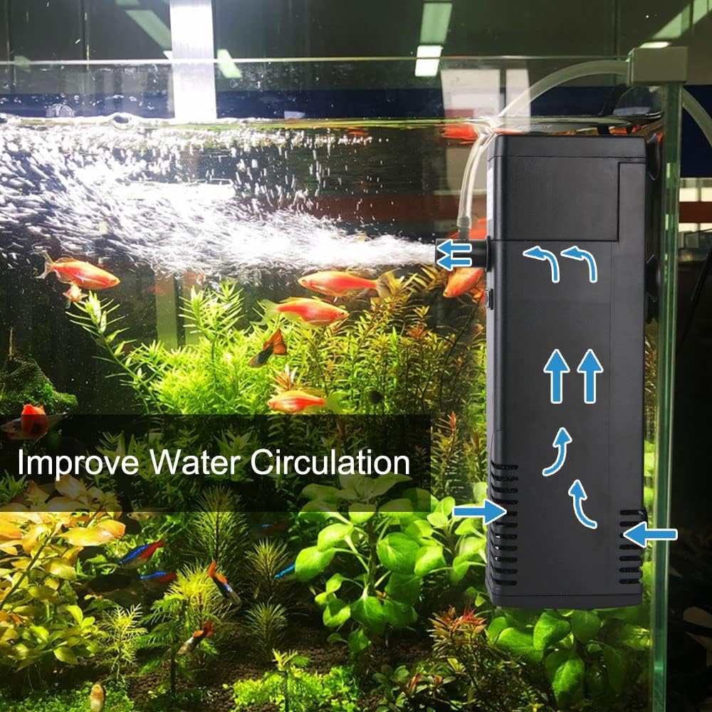 Thumbnail 4 de flintronic Aquarium Filter 8 W – einstellbarer Innenfilter mit Sauerstoffpumpe (bis 80 l, 600 l/h)