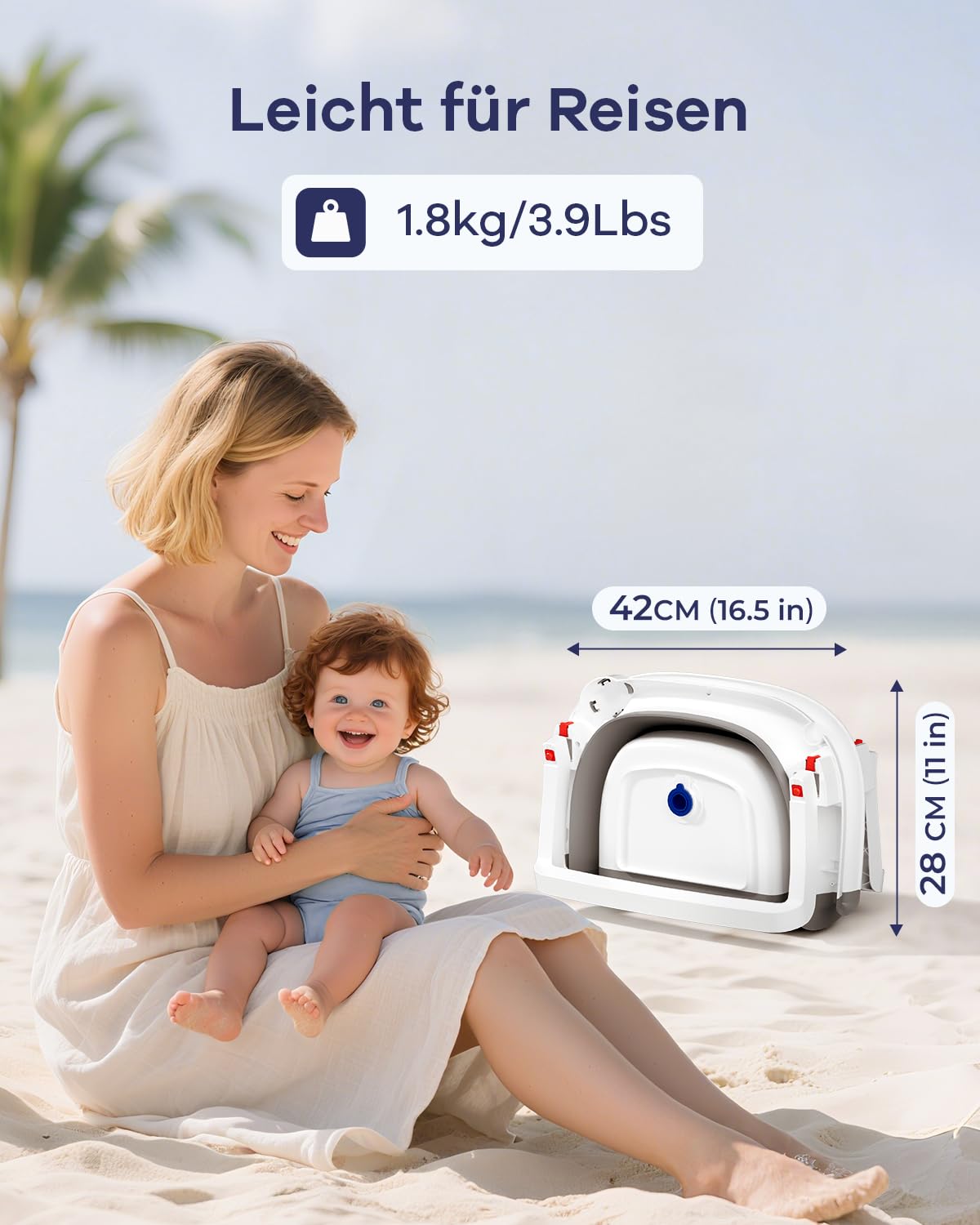 Thumbnail 6 de COOSEYA 2-in-1 Babybadewanne mit Gestell, faltbar & mit Badestütznetz – Grau