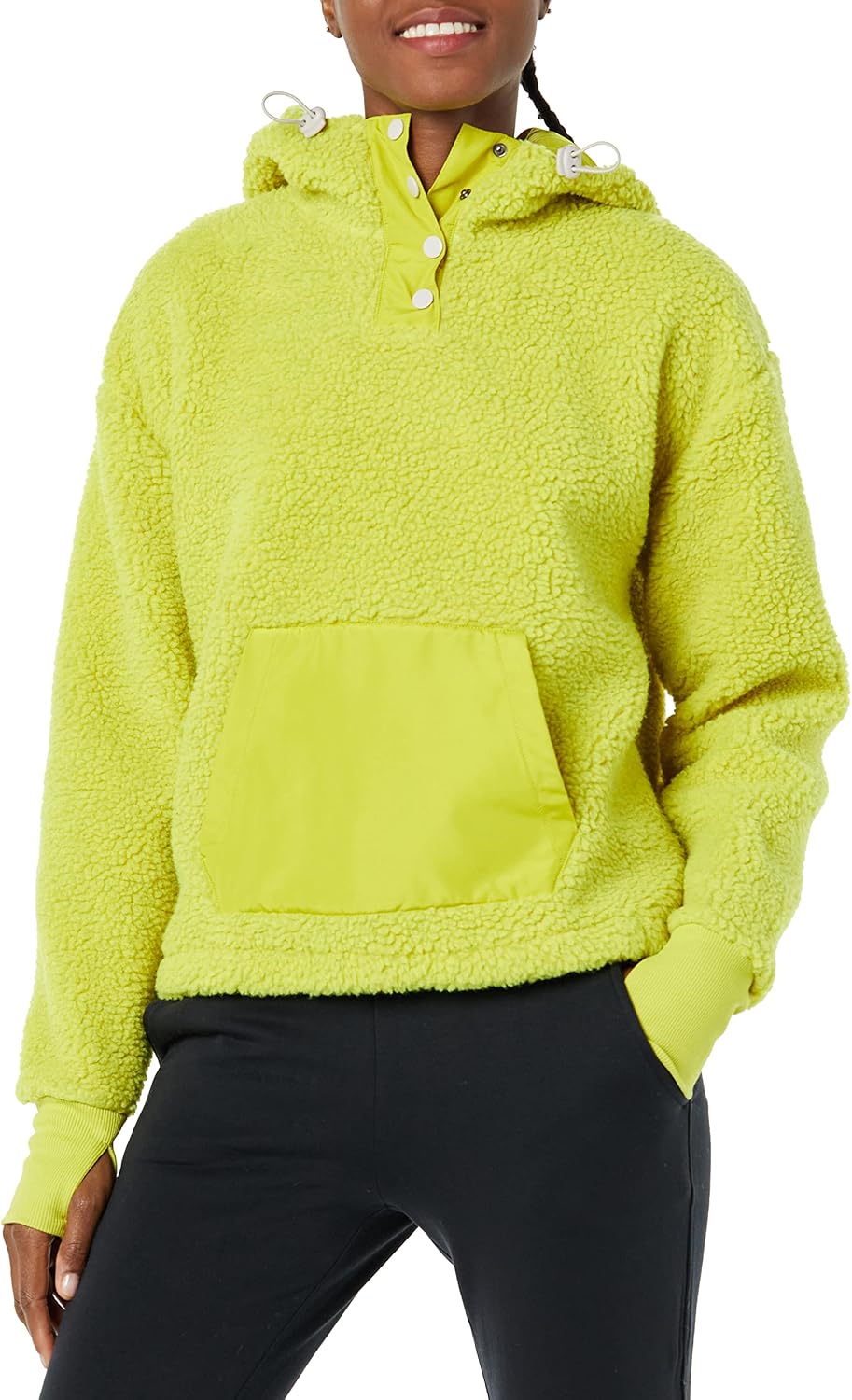 Amazon Essentials Donna Felpa con Cappuccio e Bottoni in Pile Teddy