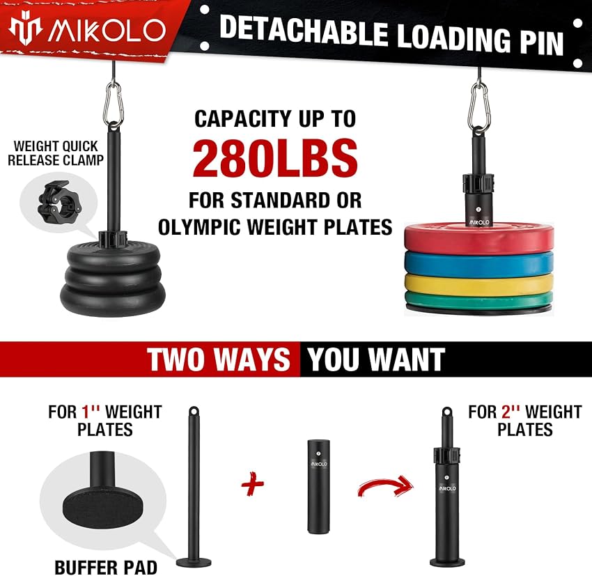 Detalle 2 de Mikolo Fitness LAT and Lift Dual Cable System 70" 🏋