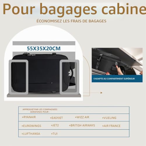 Detalle 2 de Lossga sac à dos cabine 55 x 35 x 20 cm avec compartiment ordinateur 14 pouces